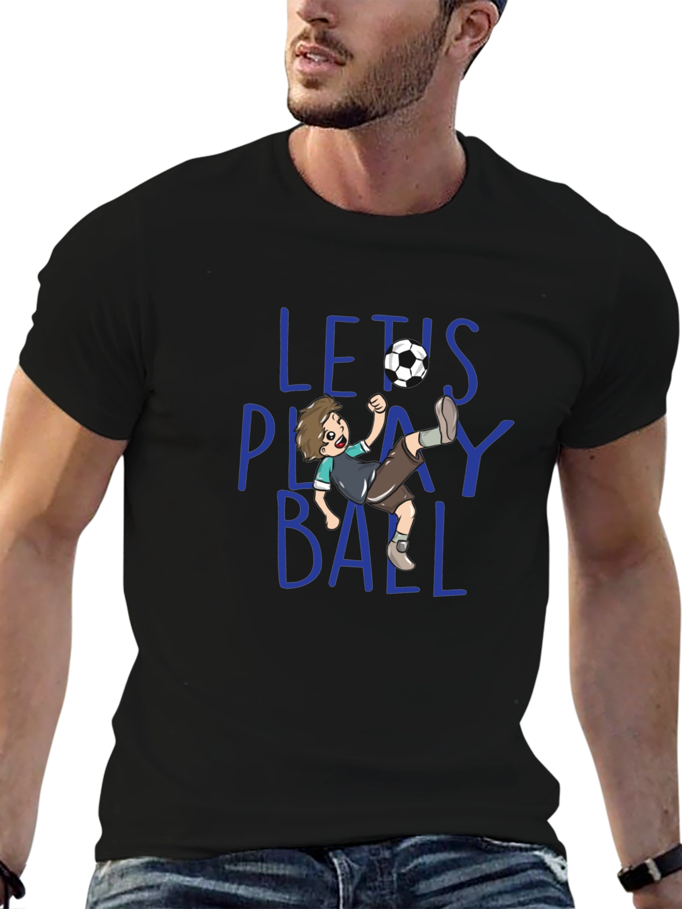 Lets Play Ball Mens Graphic T-Shirt - Soccer Theme