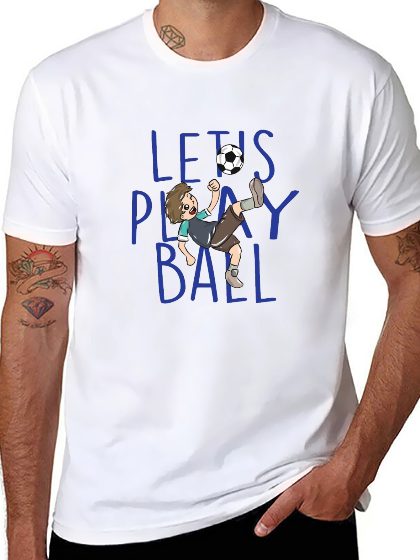Lets Play Ball Mens Graphic T-Shirt - Soccer Theme