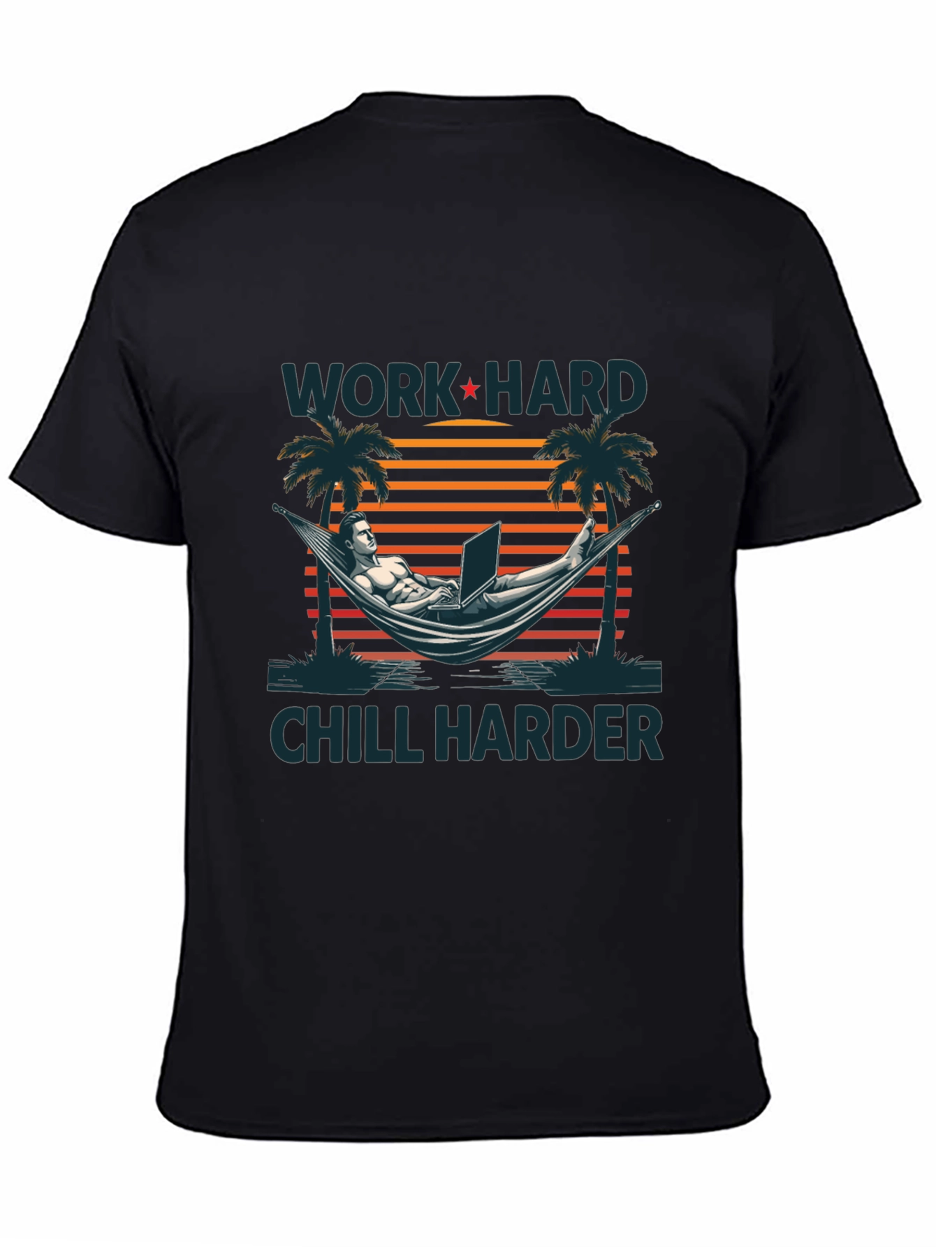 Work Hard Chill Harder Black Graphic T-Shirt
