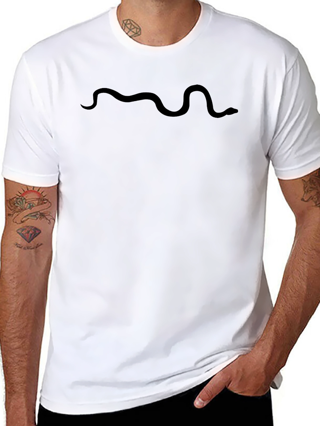 Minimalist Wavy Line Black T-Shirt