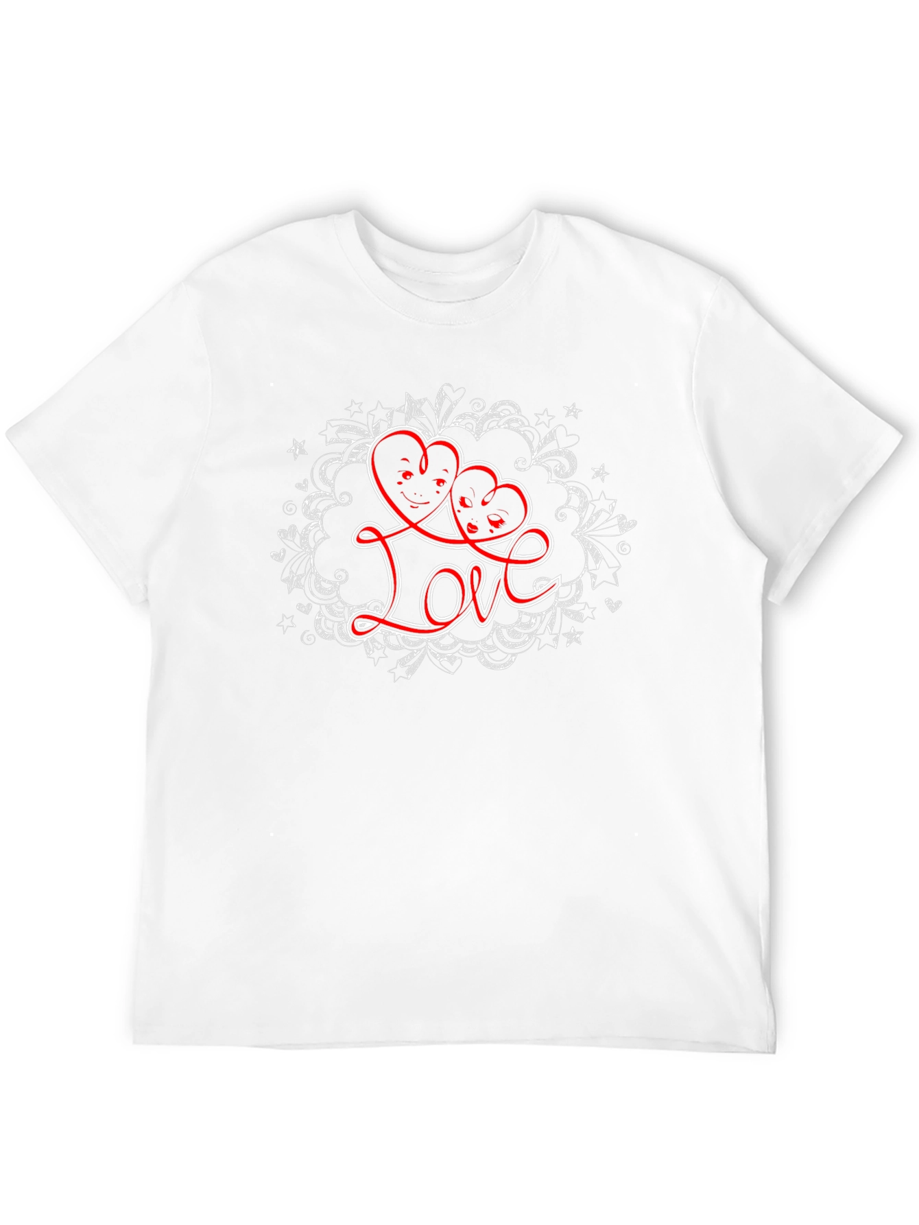 Love Heart Faces Graphic Black T-Shirt