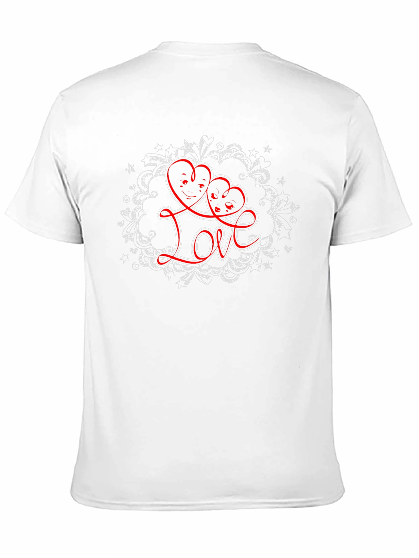 Love Heart Faces Graphic Black T-Shirt