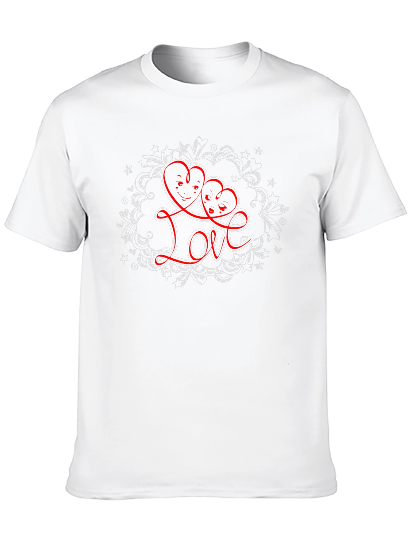 Love Heart Faces Graphic Black T-Shirt