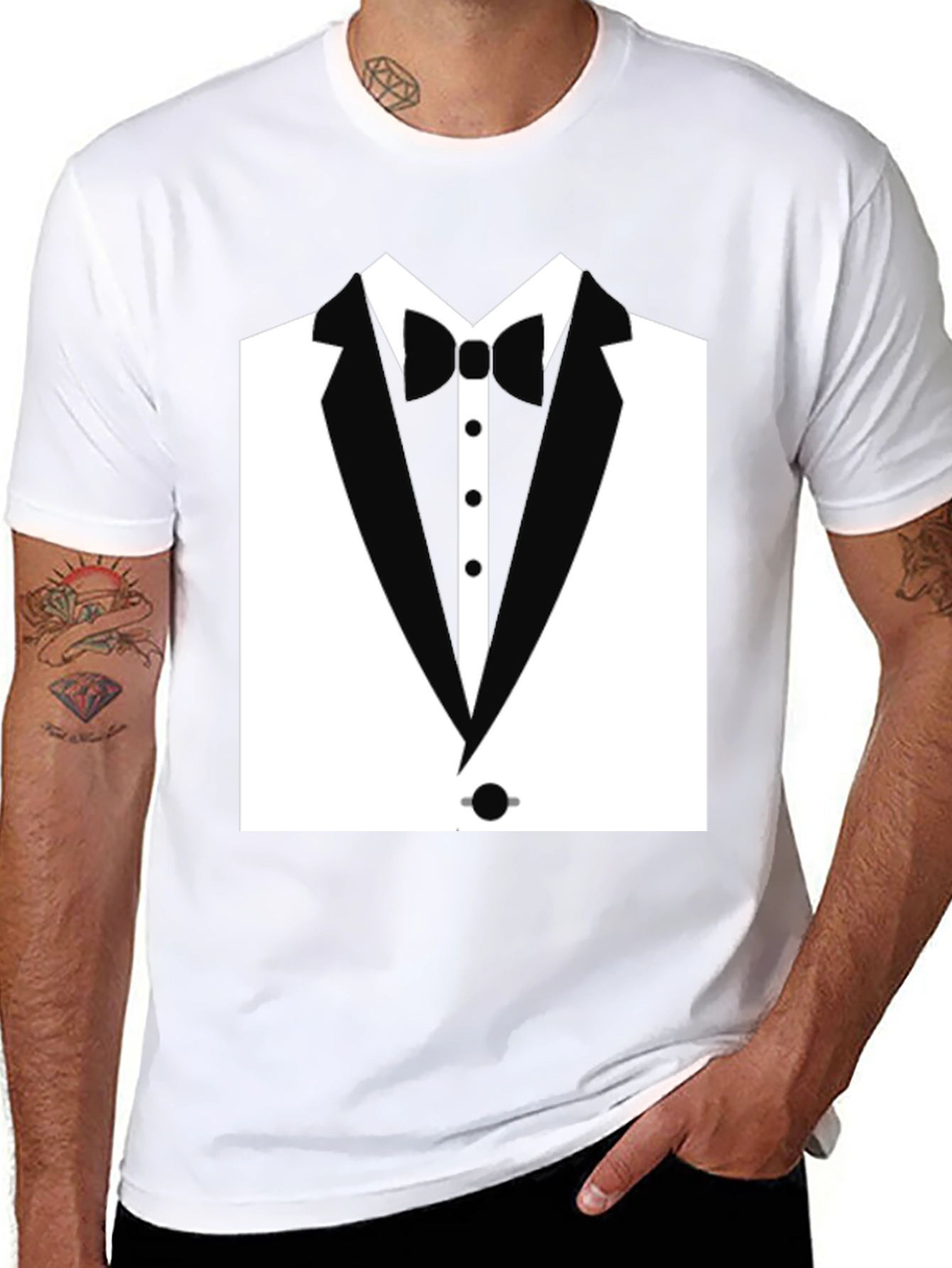 Tuxedo T-Shirt - Black Dressy Fun Casual Tee