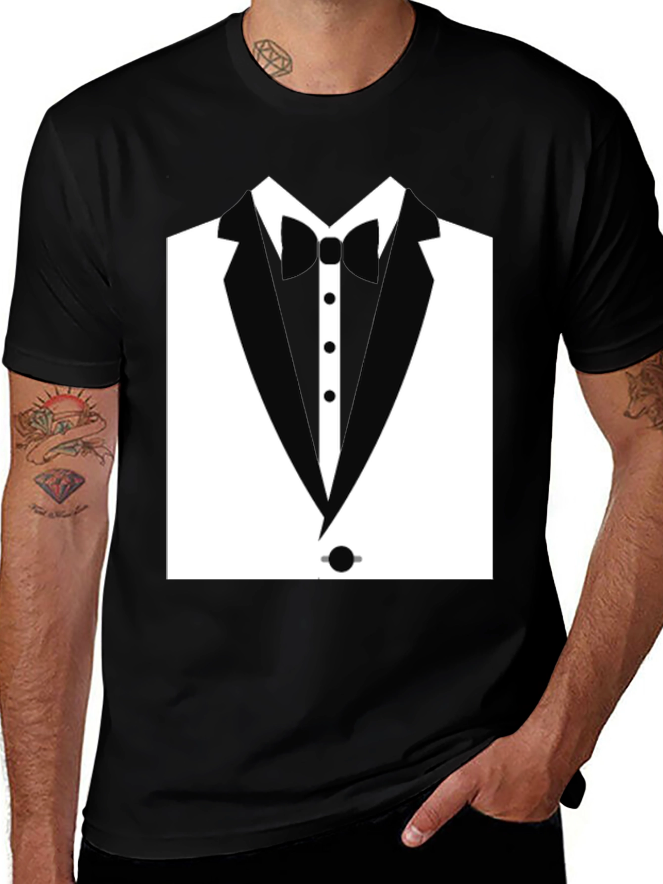 Tuxedo T-Shirt - Black Dressy Fun Casual Tee