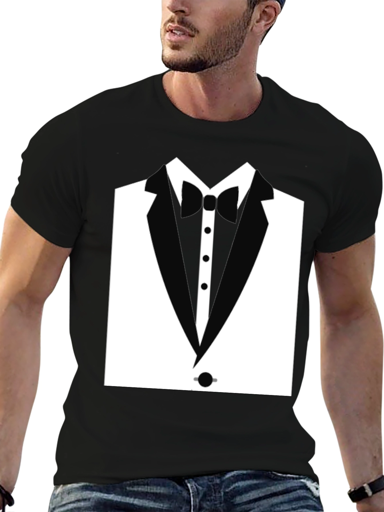 Tuxedo T-Shirt - Black Dressy Fun Casual Tee