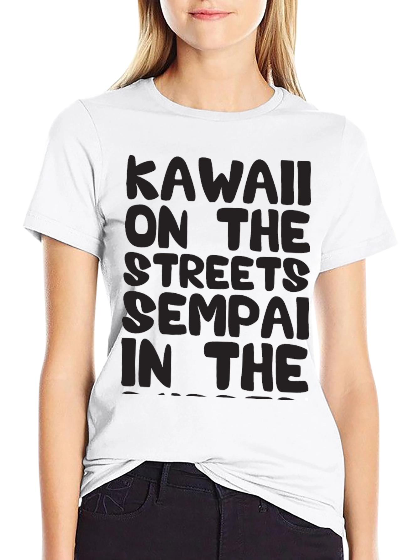 Kawaii Senpai Graphic Tee - Black