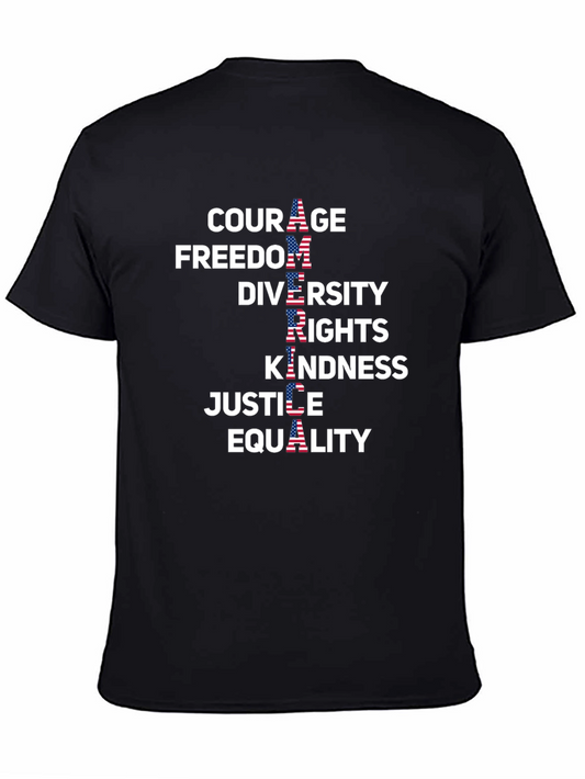 American Values Graphic Tee - Courage Freedom Diversity