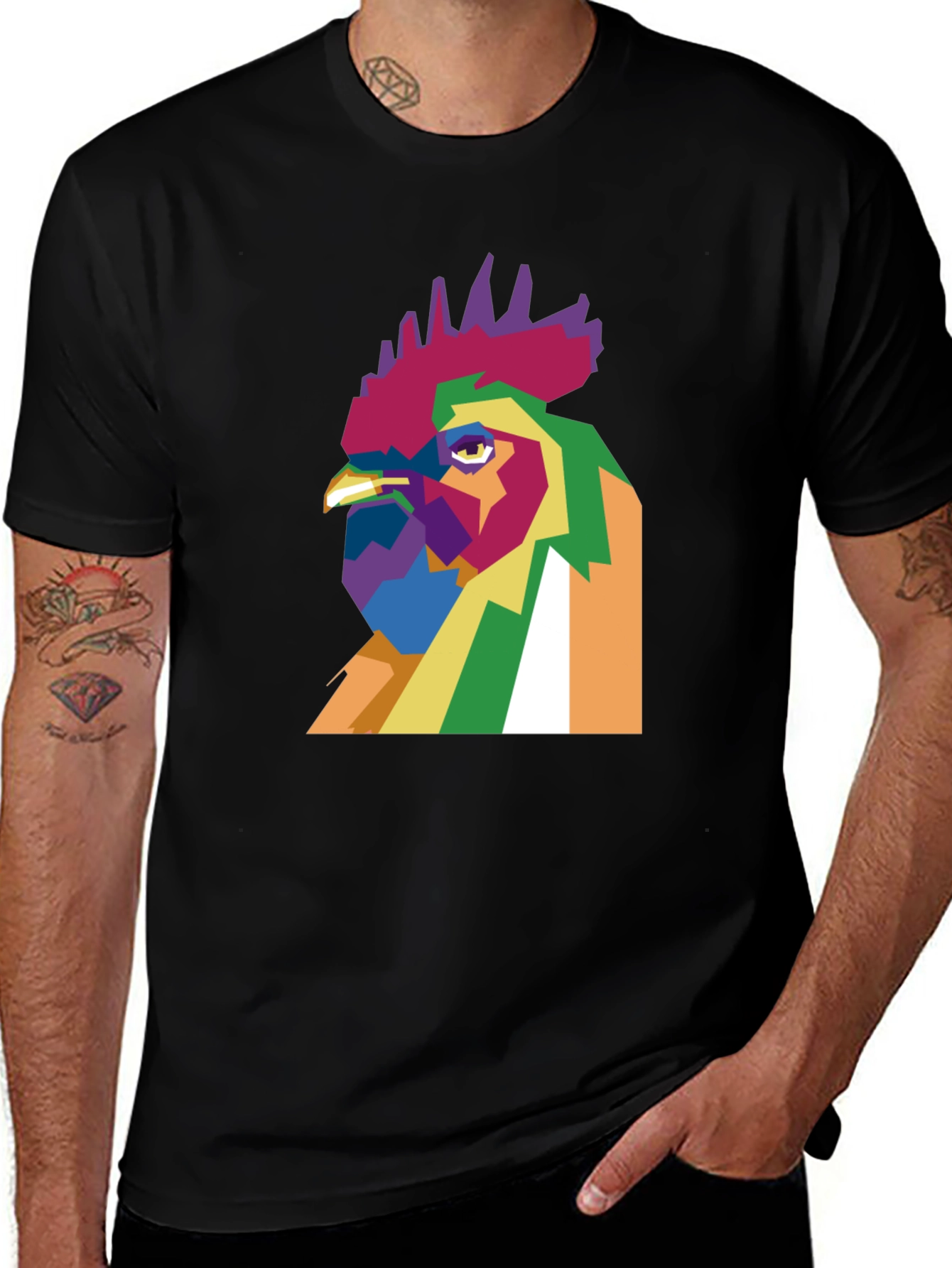 Abstract Rooster Graphic Tee