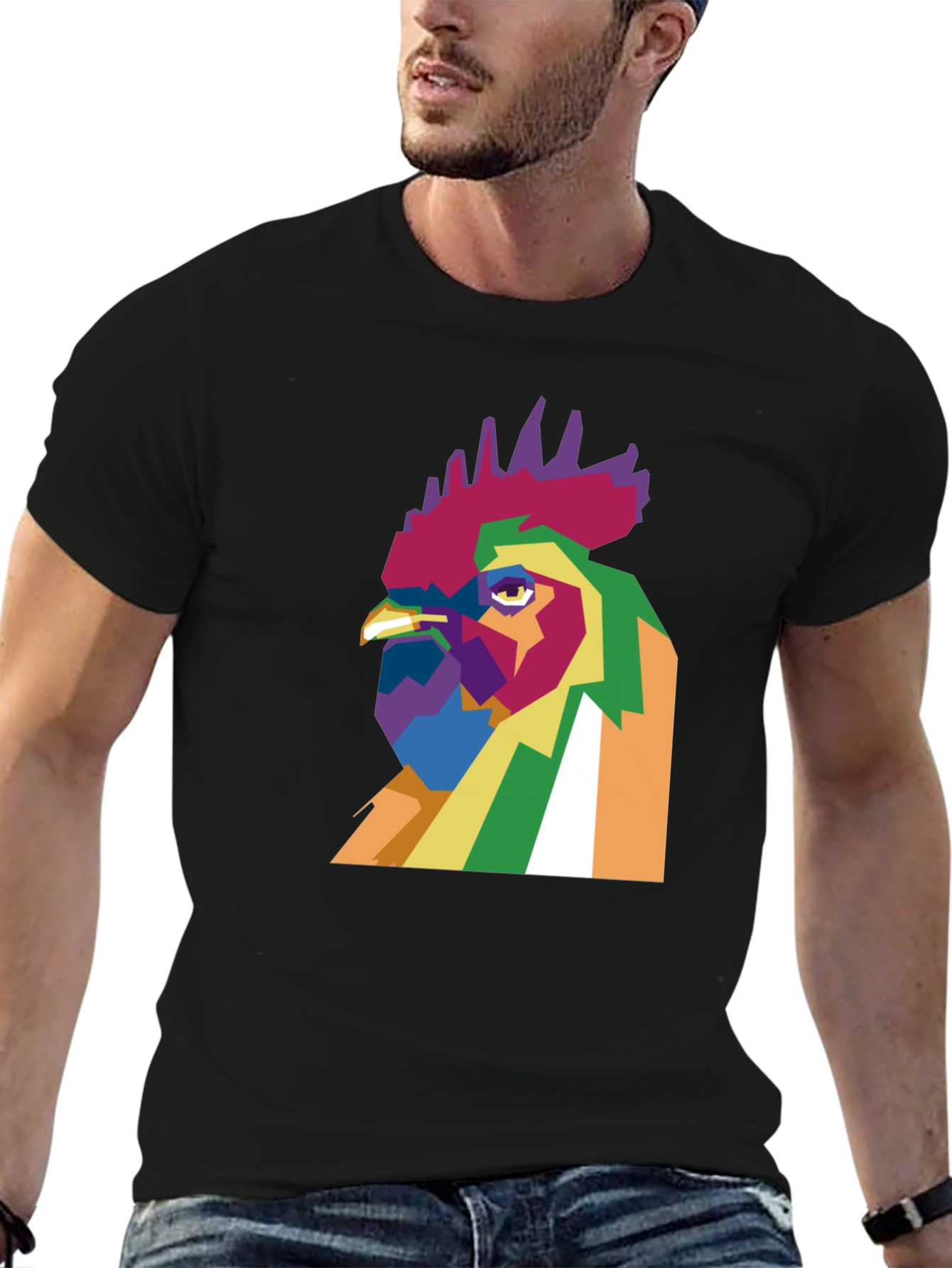 Abstract Rooster Graphic Tee