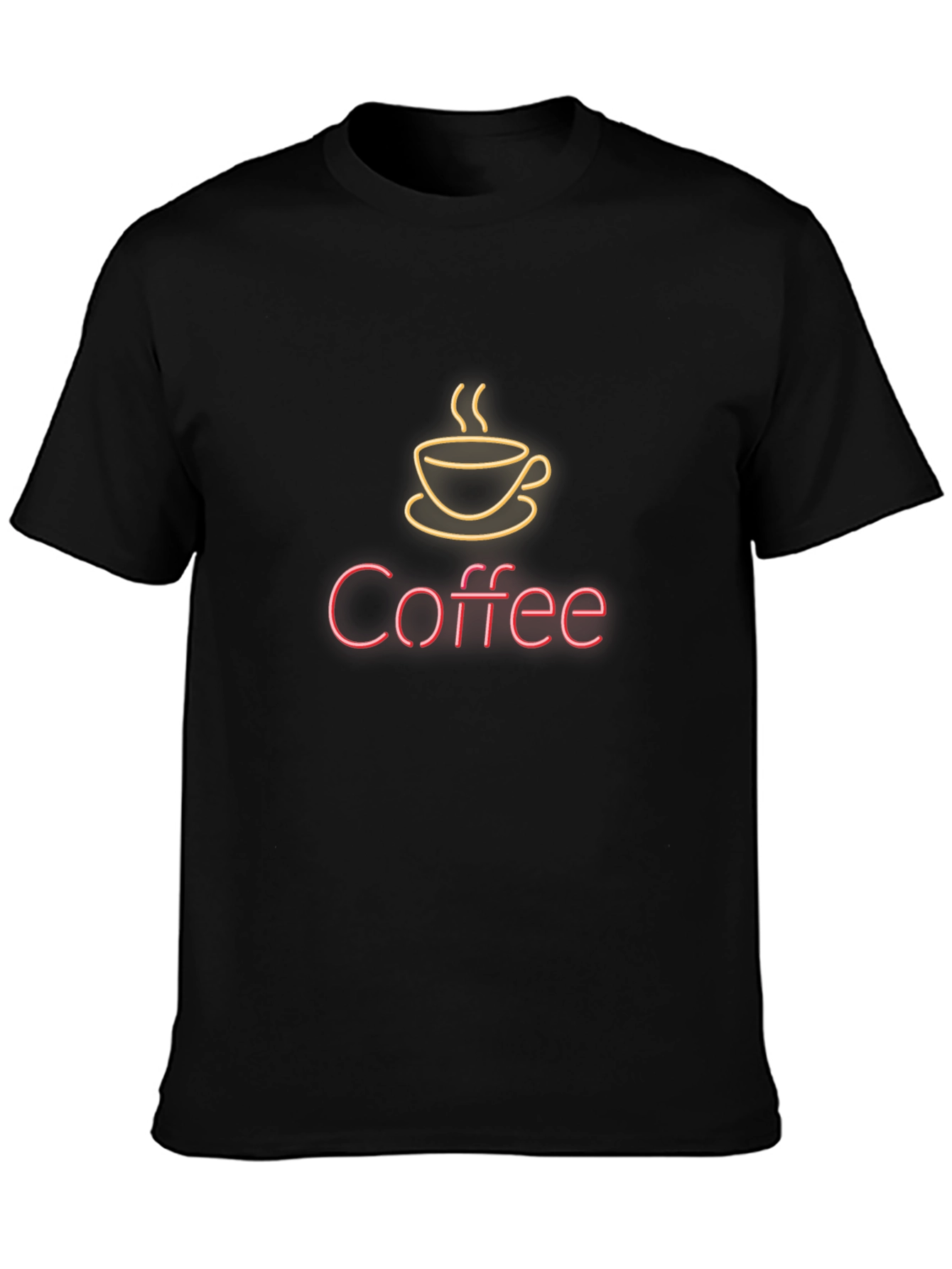 Neon Coffee Graphic Black T-Shirt
