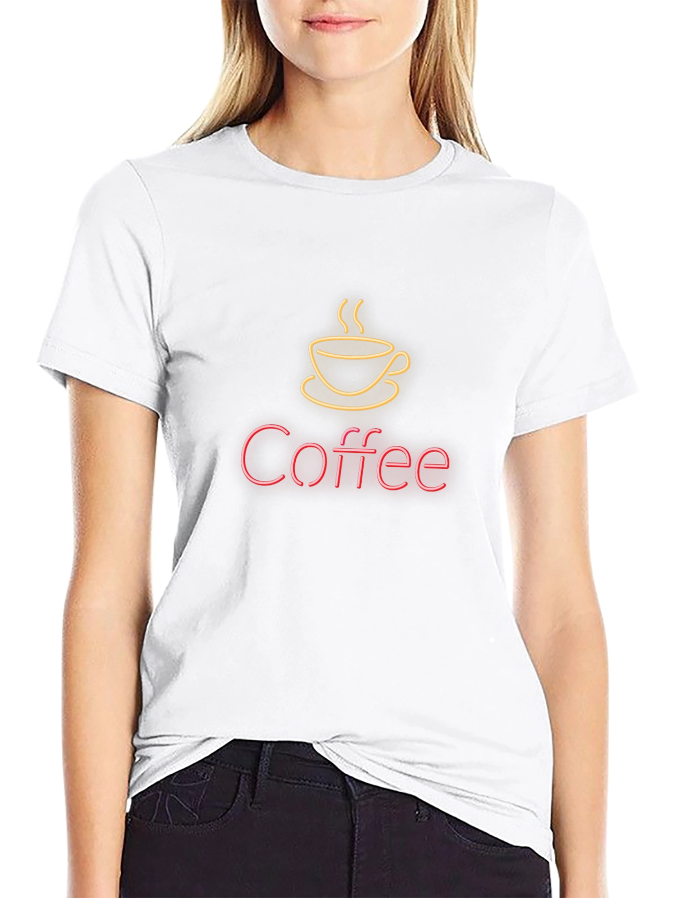 Neon Coffee Graphic Black T-Shirt