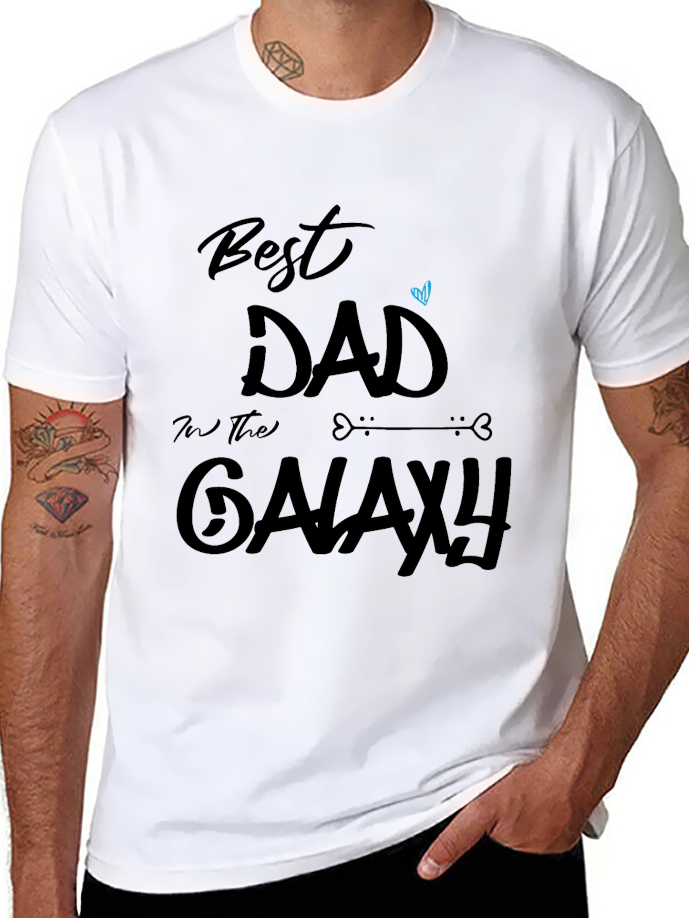Best Dad in the Galaxy Graphic T-Shirt - Black