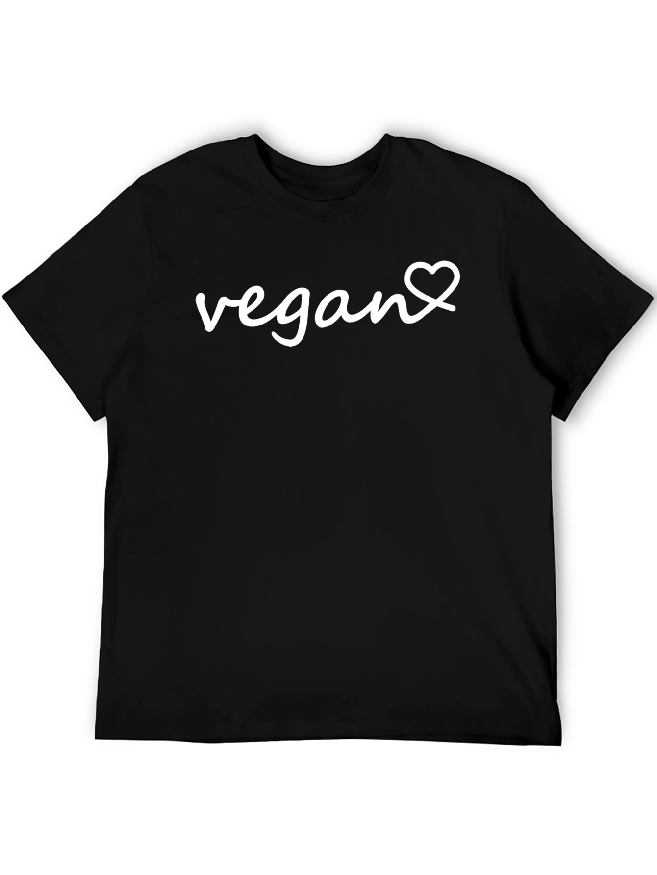 Vegan Heart Graphic Tee - Black Cotton T-Shirt