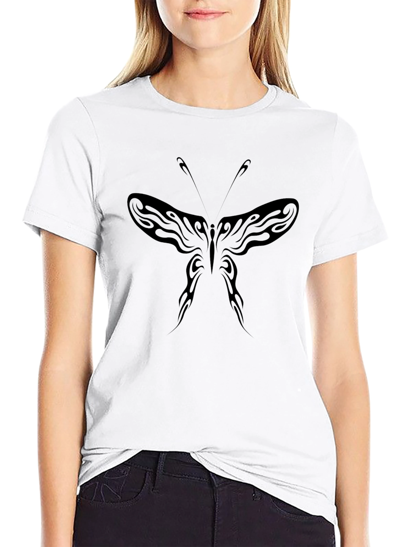 Mens Black Butterfly Graphic Tee