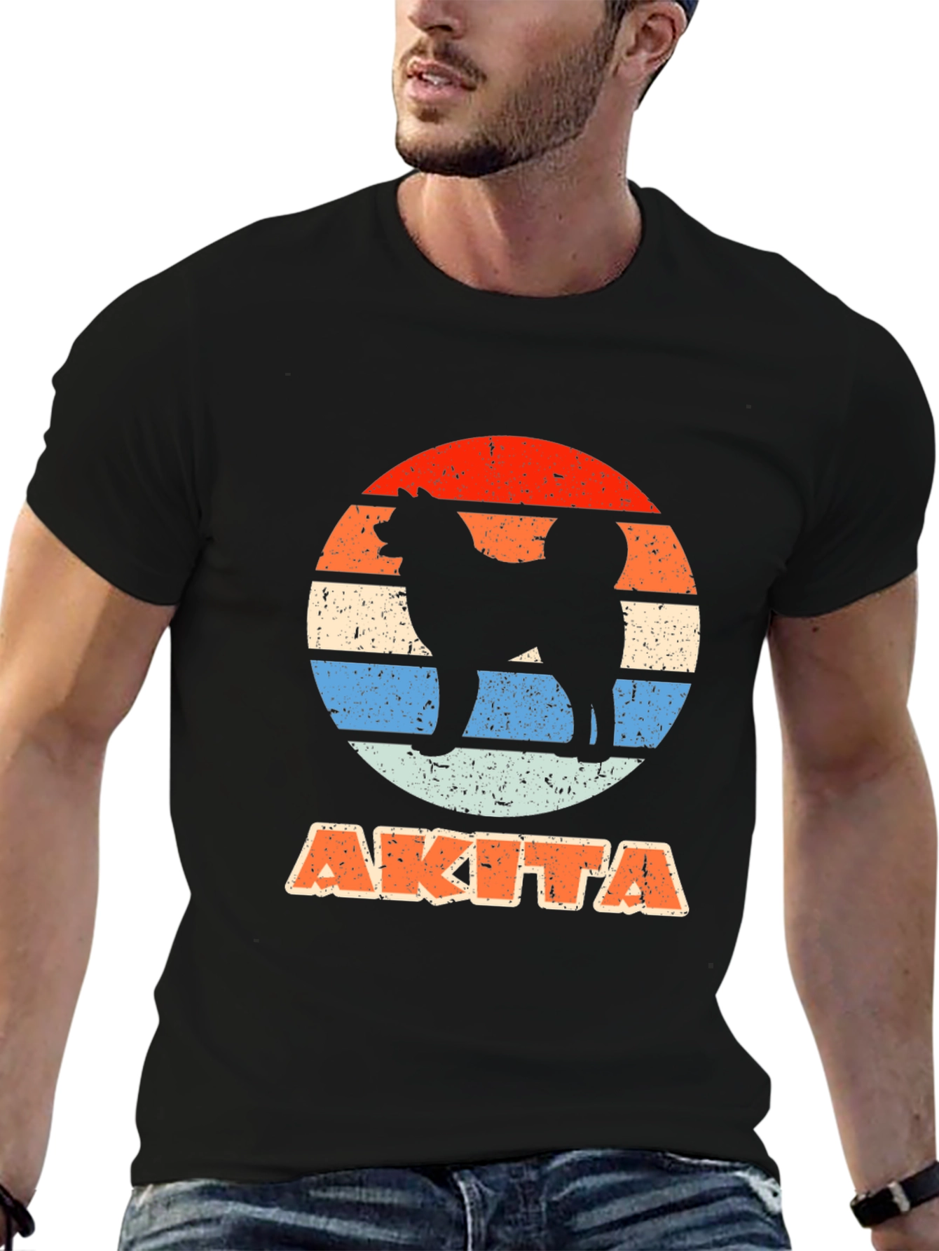Akita Dog Sunset Graphic T-Shirt