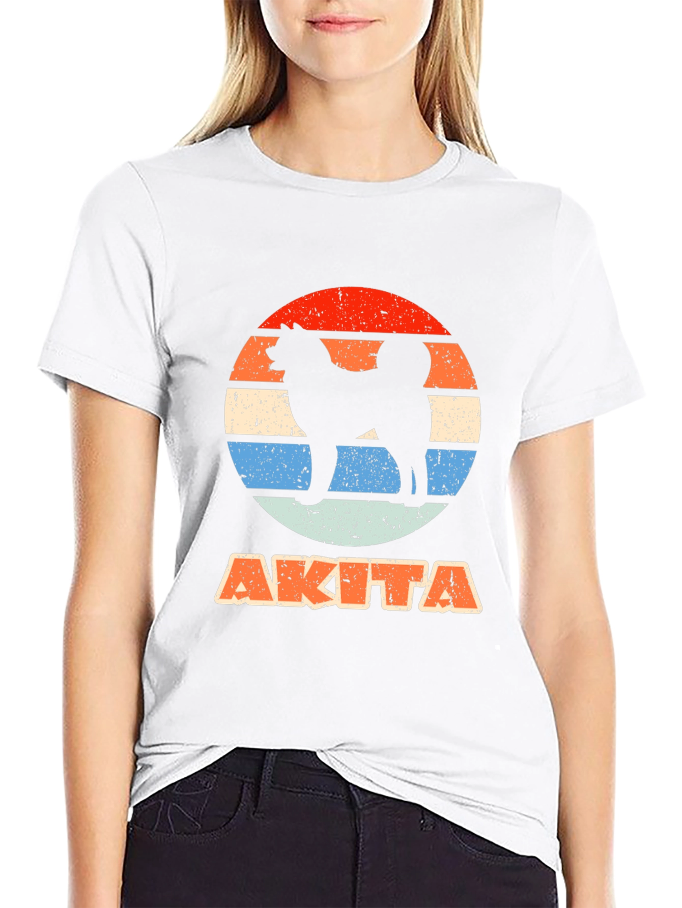 Akita Dog Sunset Graphic T-Shirt
