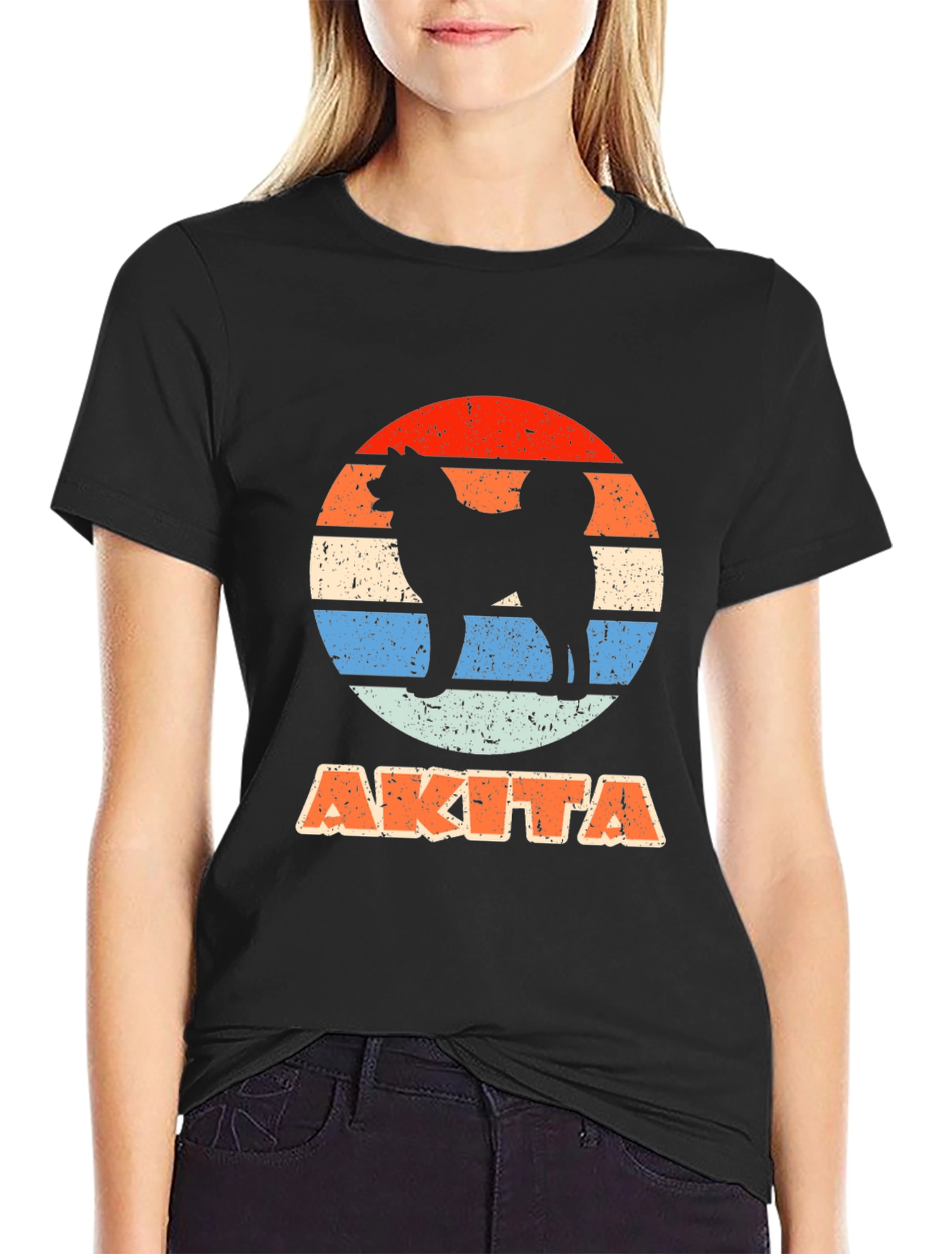 Akita Dog Sunset Graphic T-Shirt