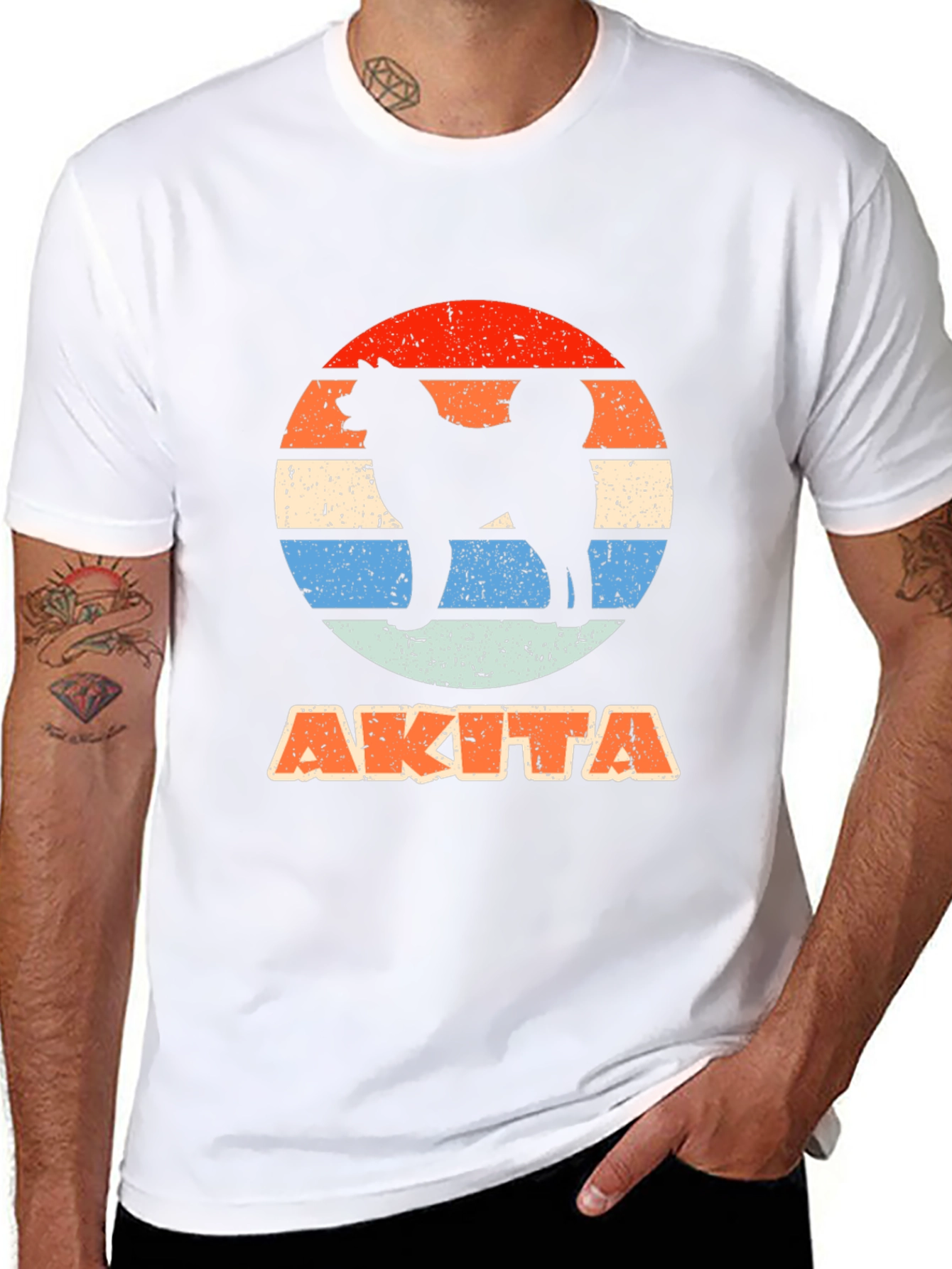Akita Dog Sunset Graphic T-Shirt