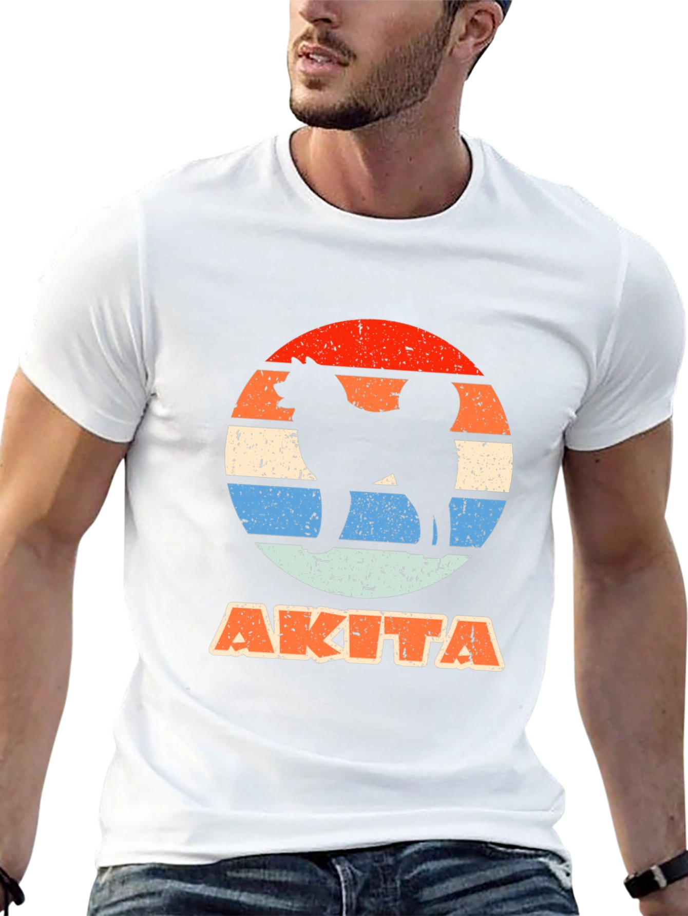 Akita Dog Sunset Graphic T-Shirt