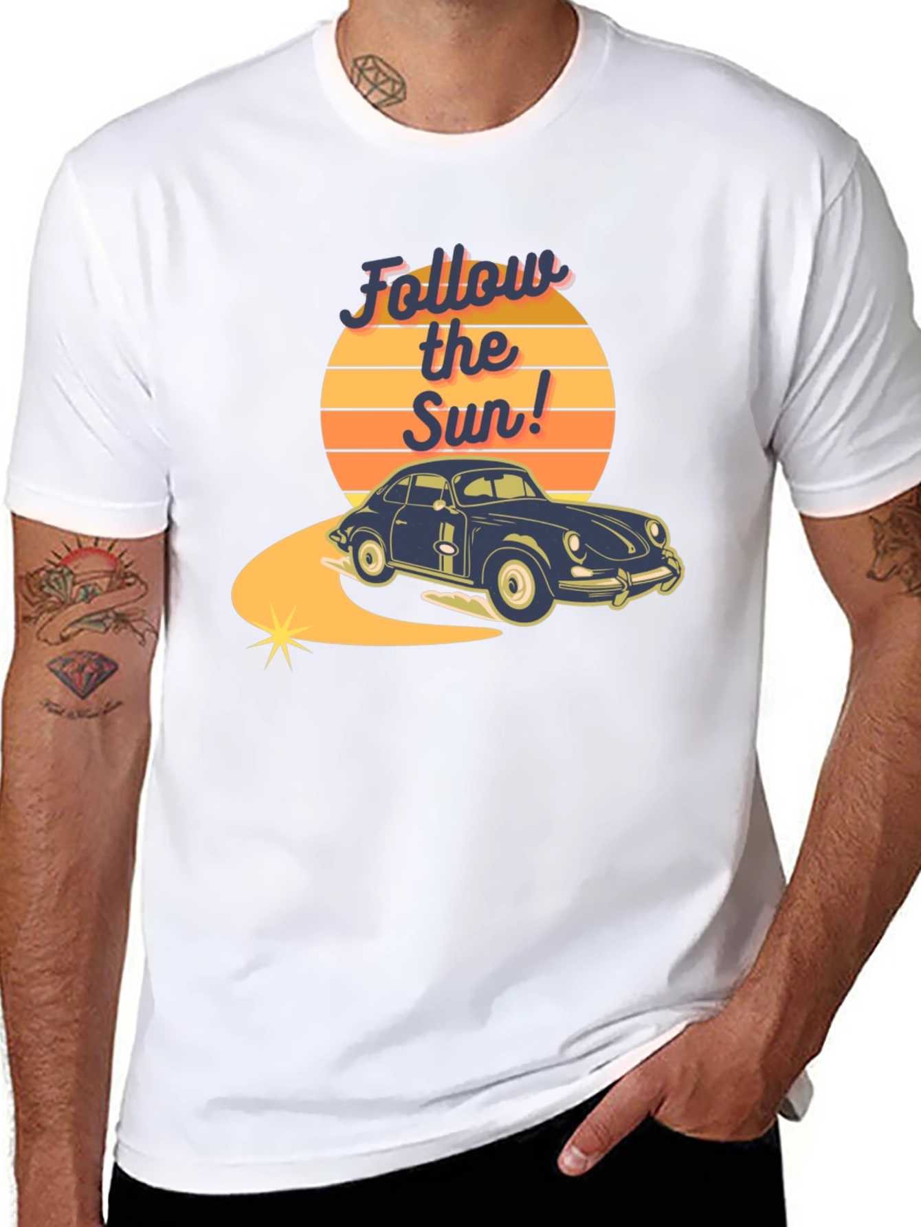 Retro Car Follow the Sun Graphic Tee