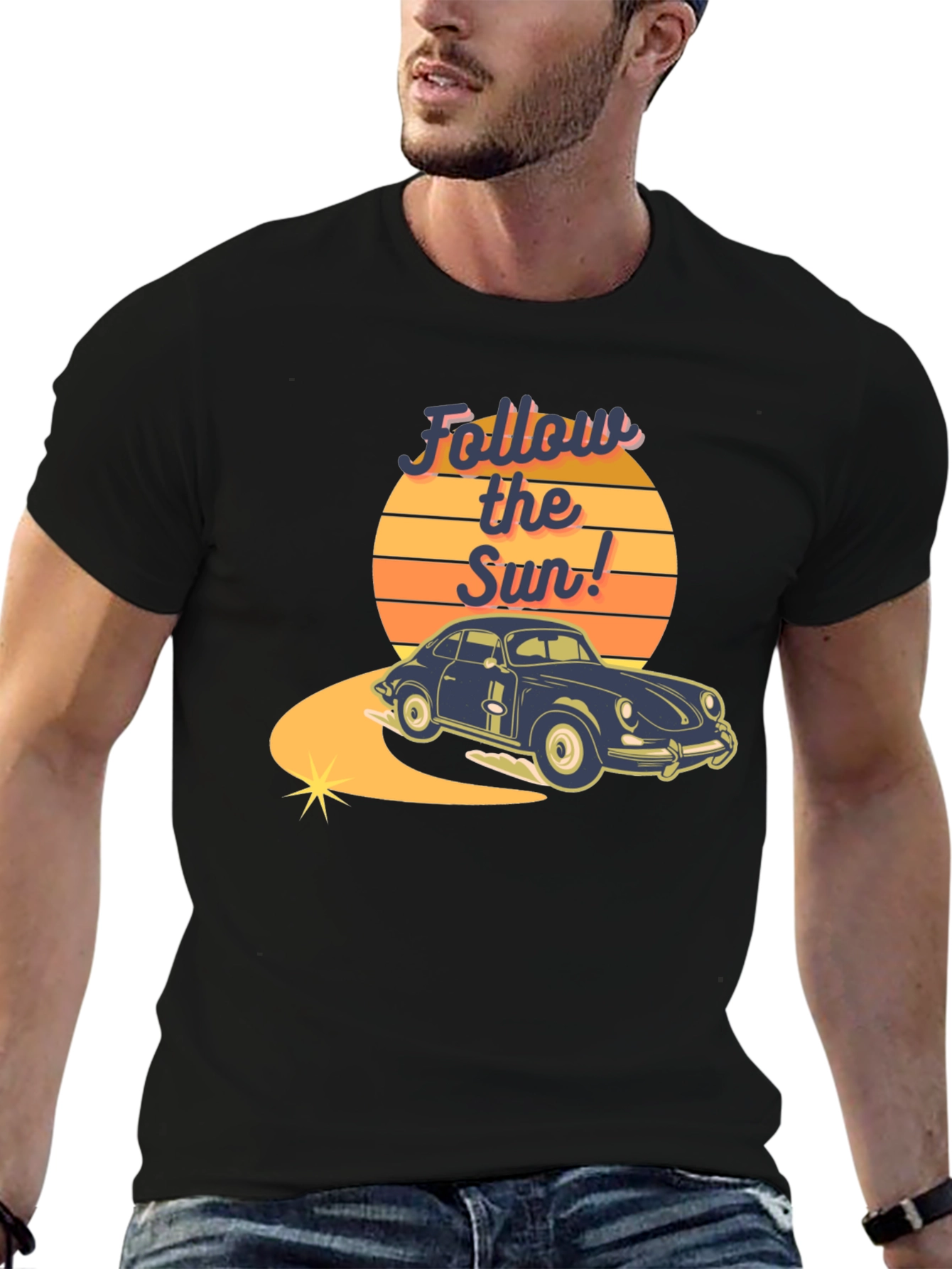 Retro Car Follow the Sun Graphic Tee