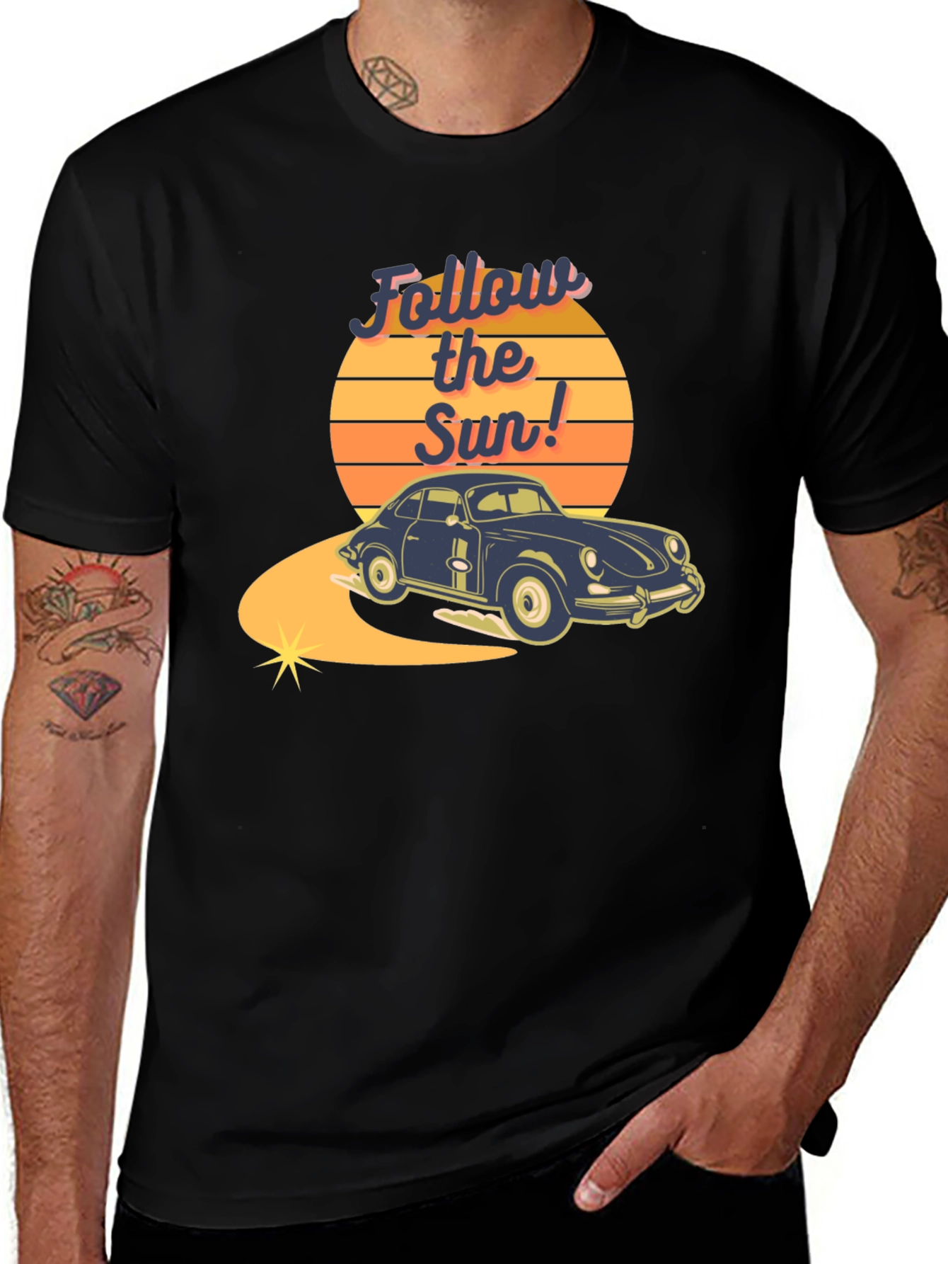Retro Car Follow the Sun Graphic Tee