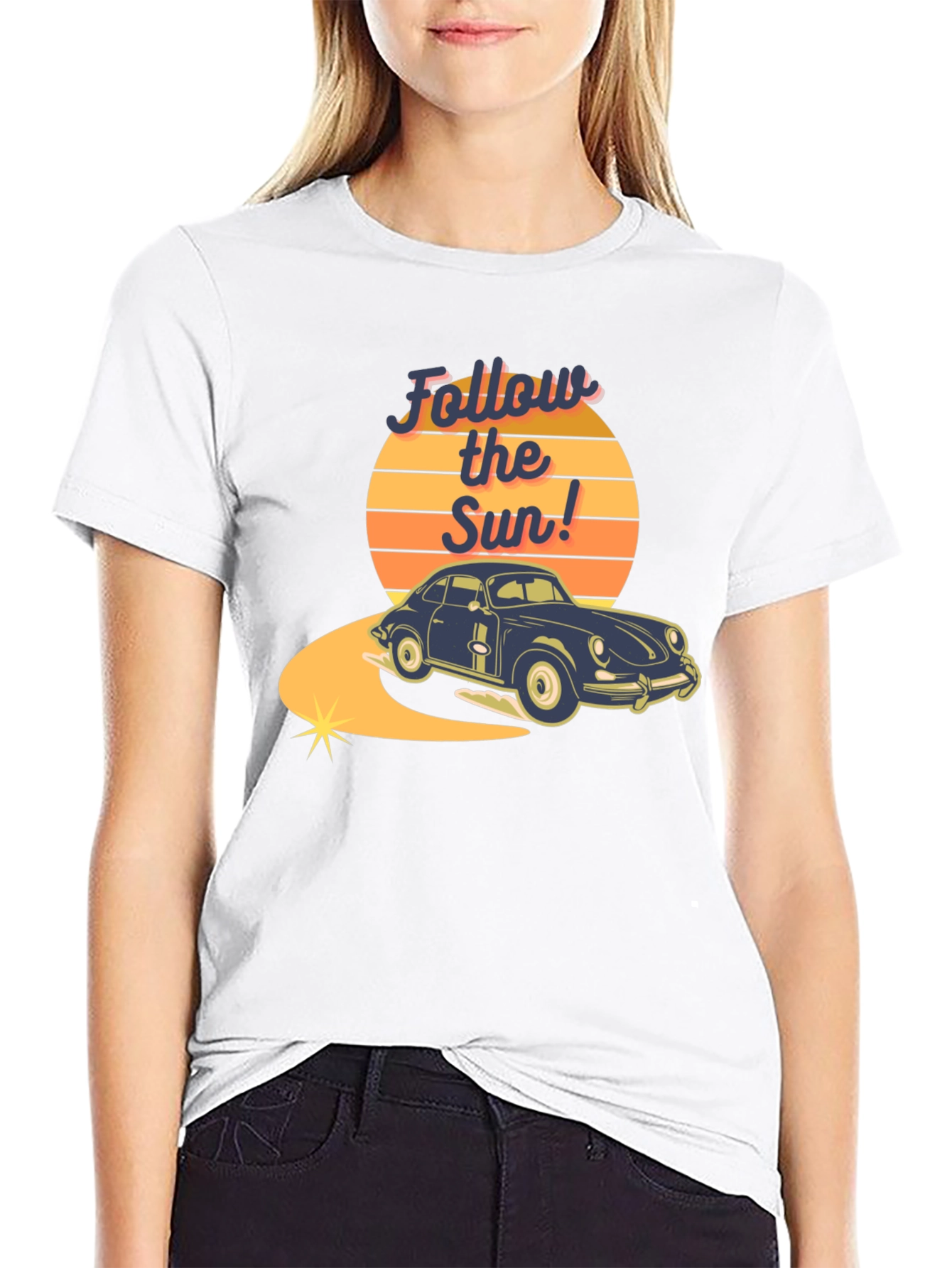 Retro Car Follow the Sun Graphic Tee