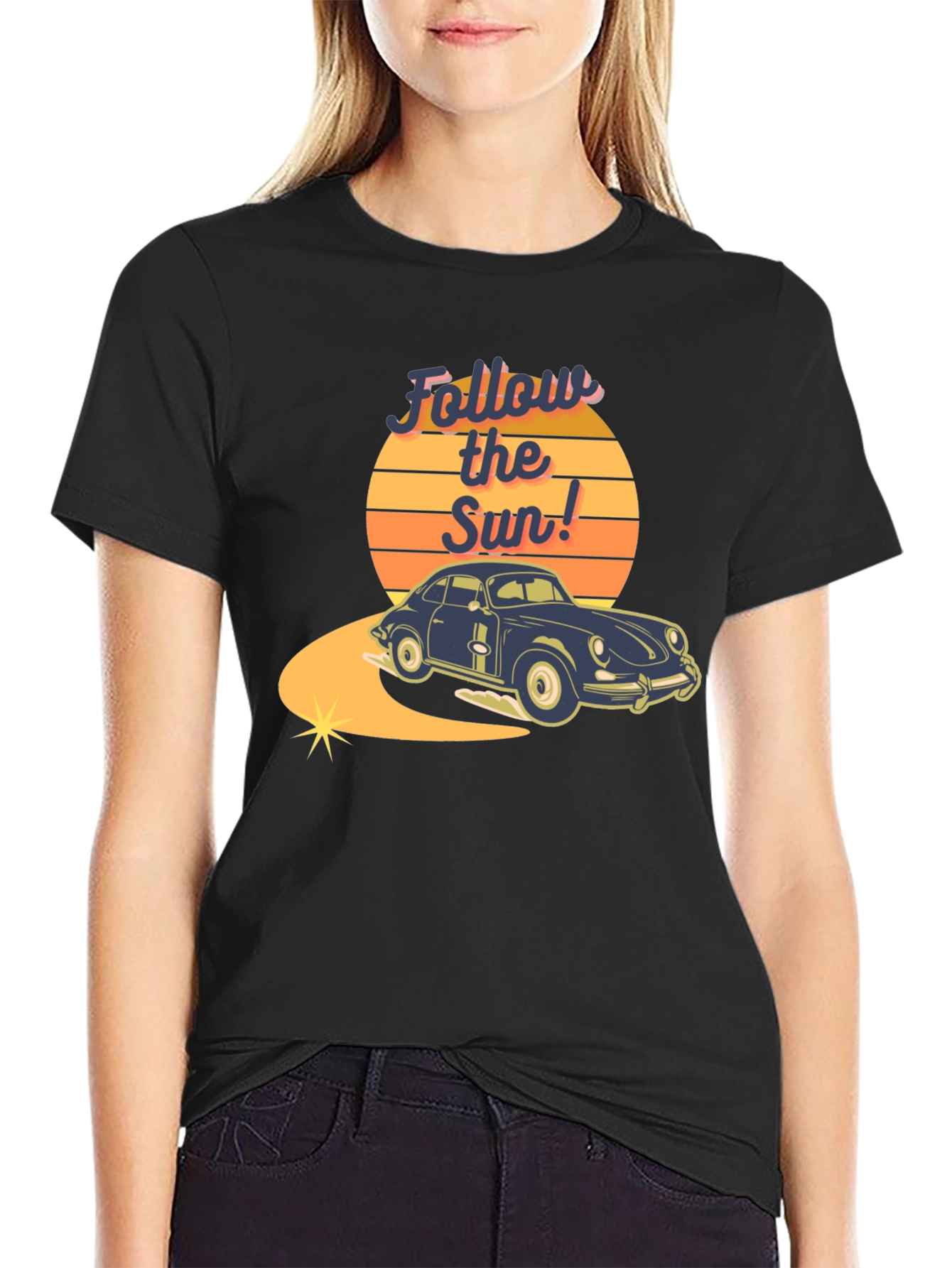 Retro Car Follow the Sun Graphic Tee