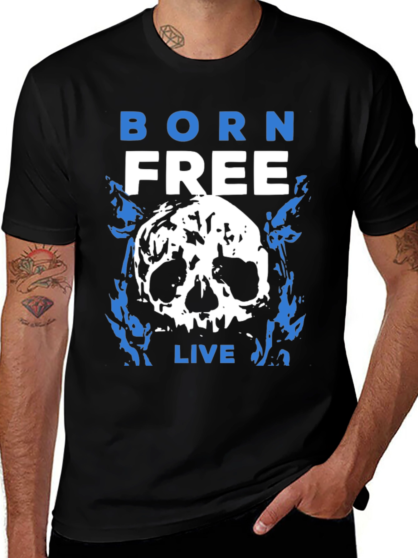 Born Free Skull Graphic T-Shirt - Black