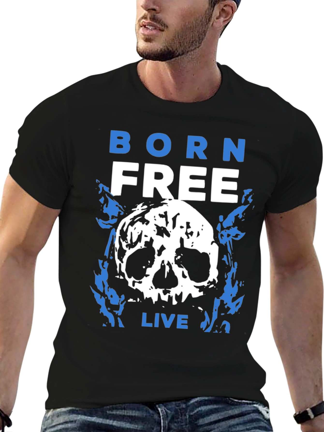 Born Free Skull Graphic T-Shirt - Black