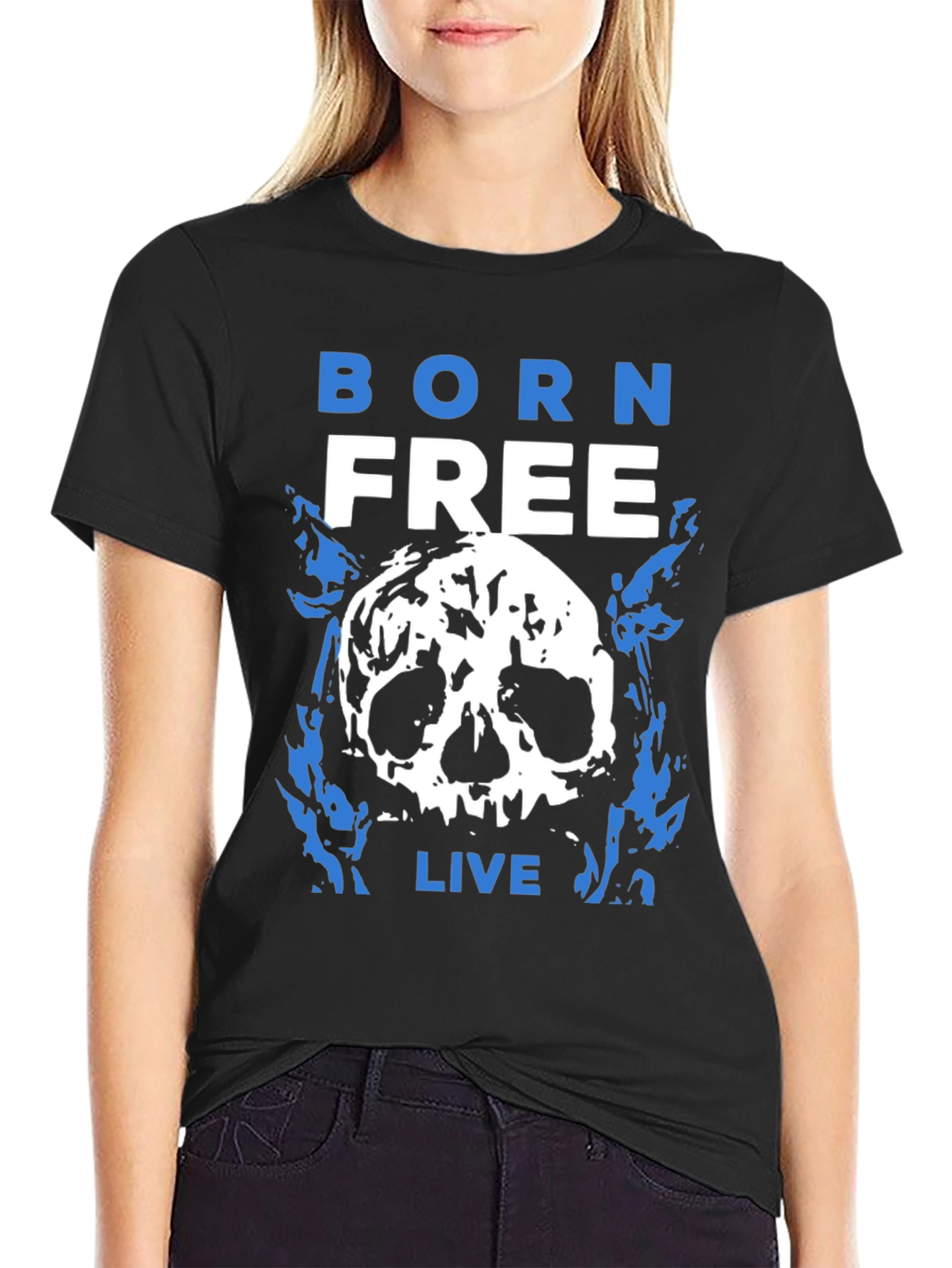 Born Free Skull Graphic T-Shirt - Black