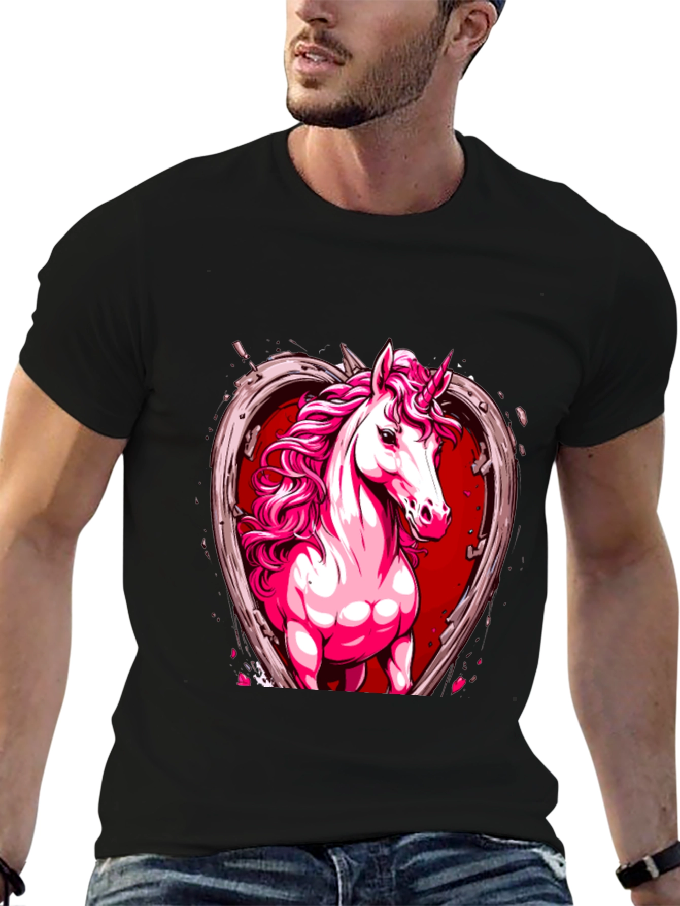 Unicorn Heart Graphic Tee - Black