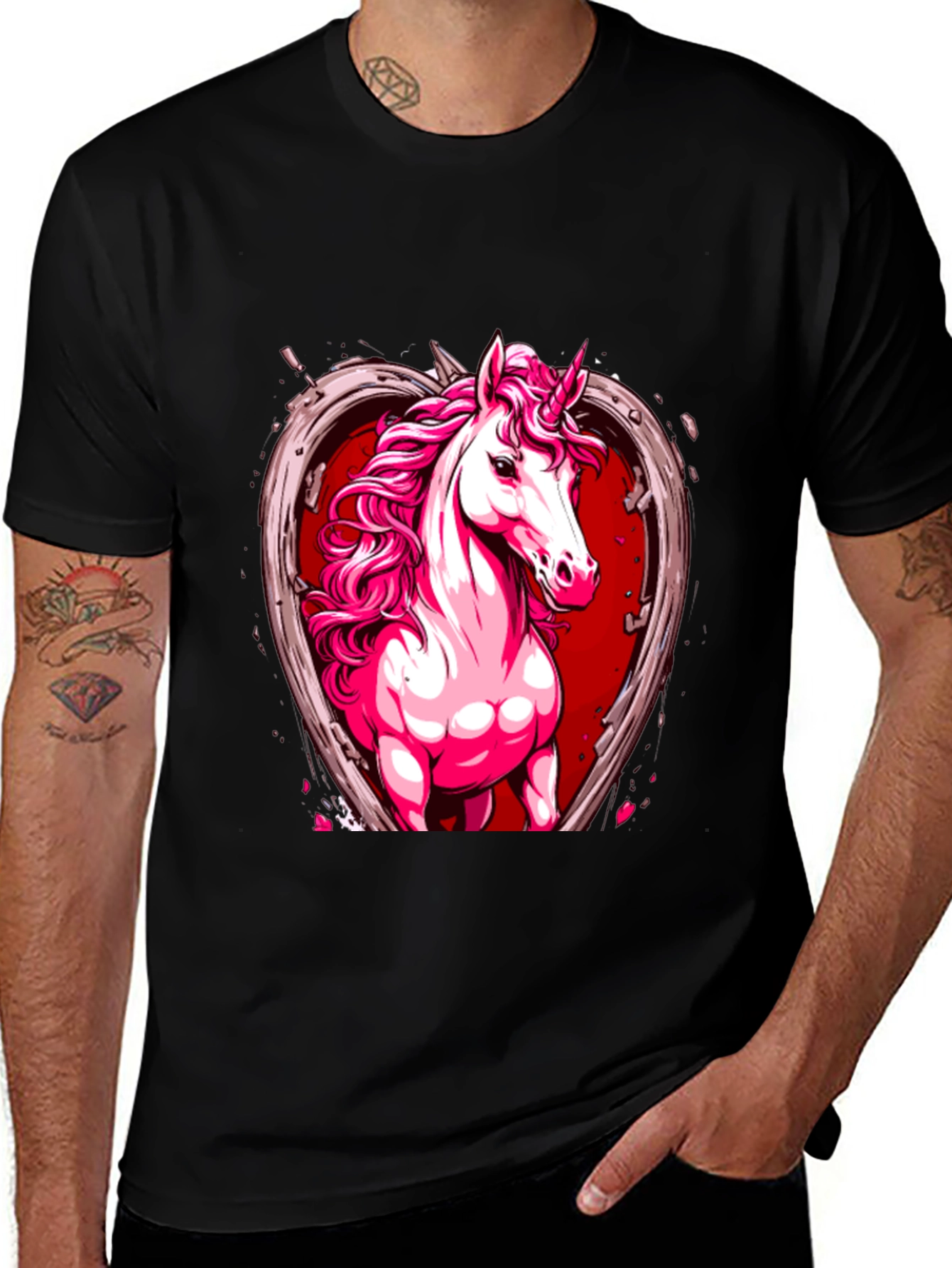 Unicorn Heart Graphic Tee - Black