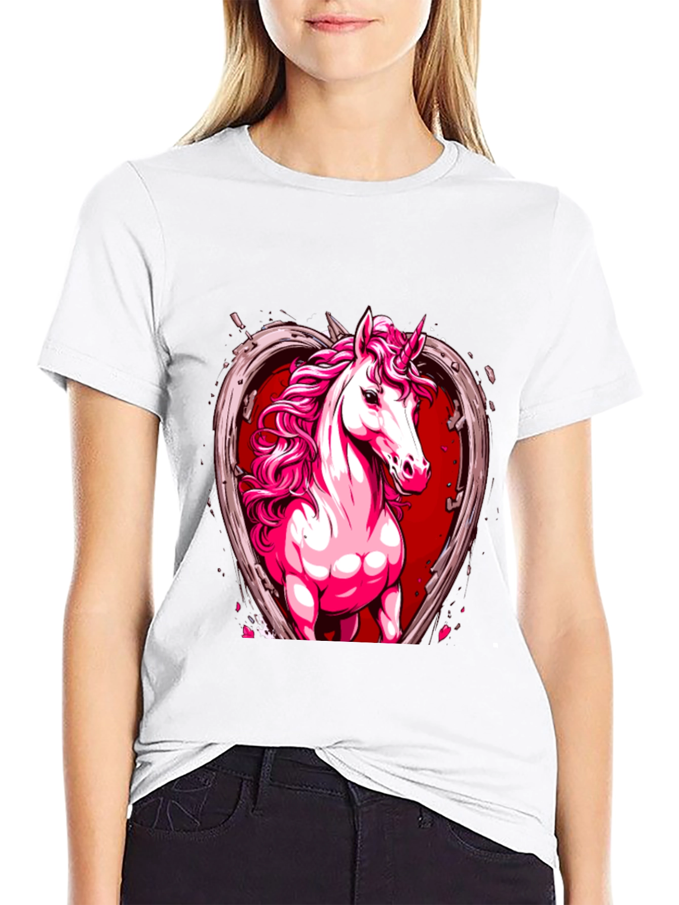 Unicorn Heart Graphic Tee - Black
