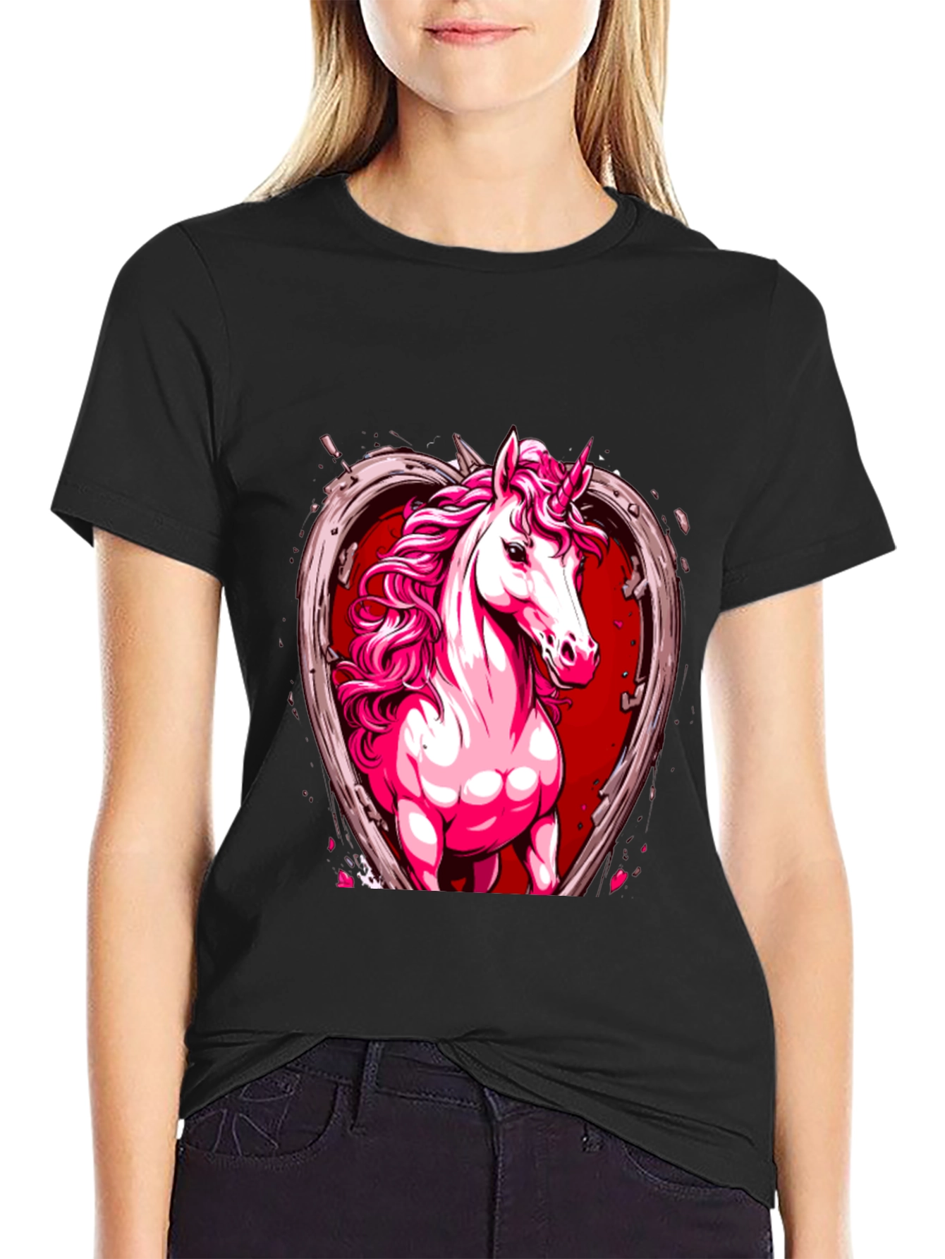 Unicorn Heart Graphic Tee - Black