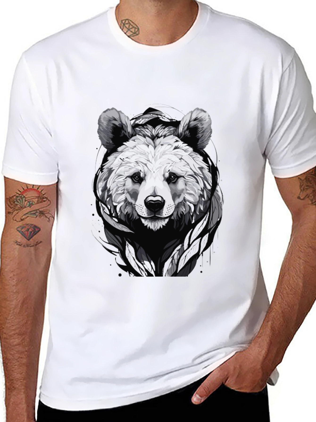 Cool Bear Graphic Tee - Black Cotton Blend