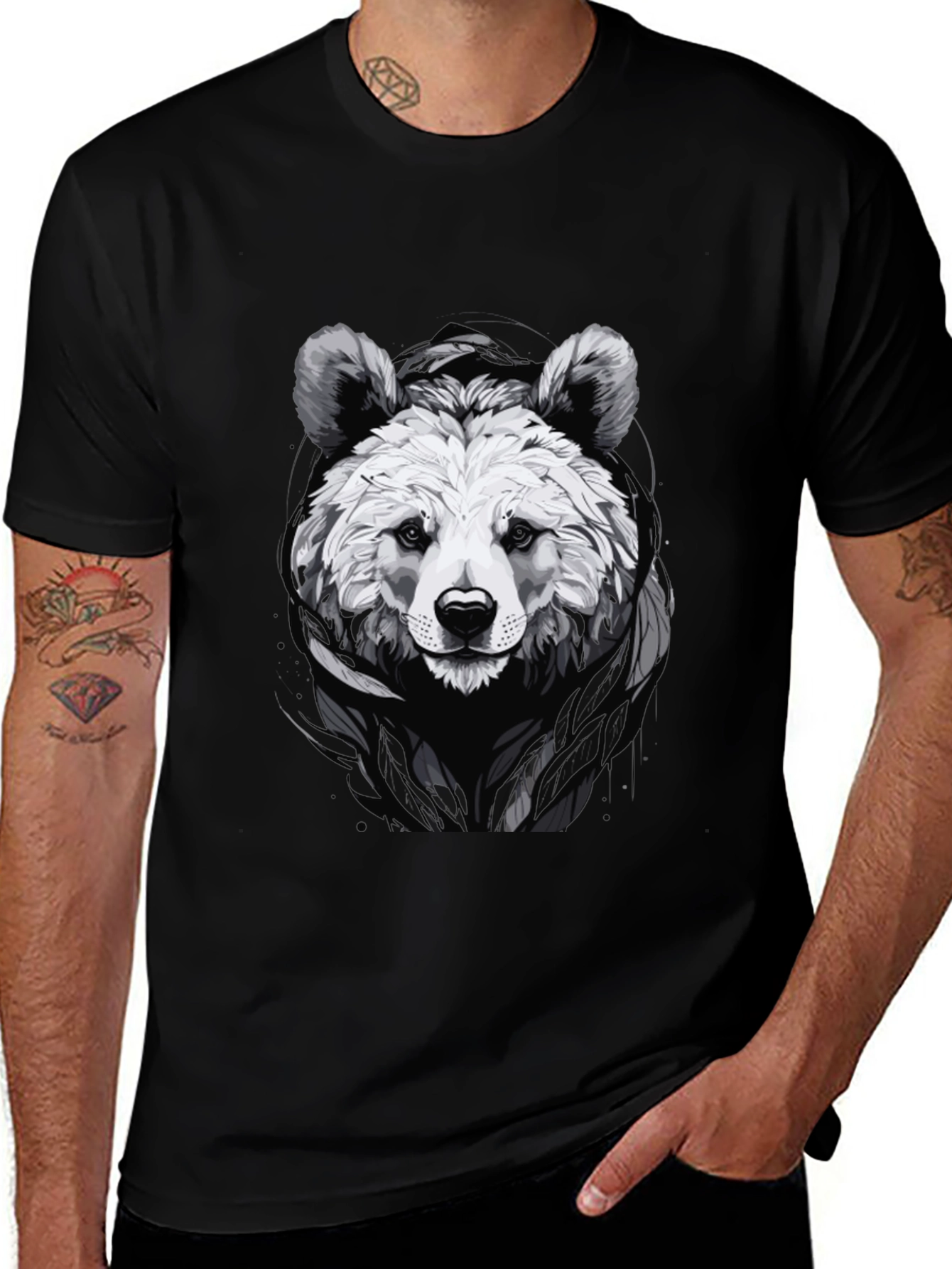 Cool Bear Graphic Tee - Black Cotton Blend