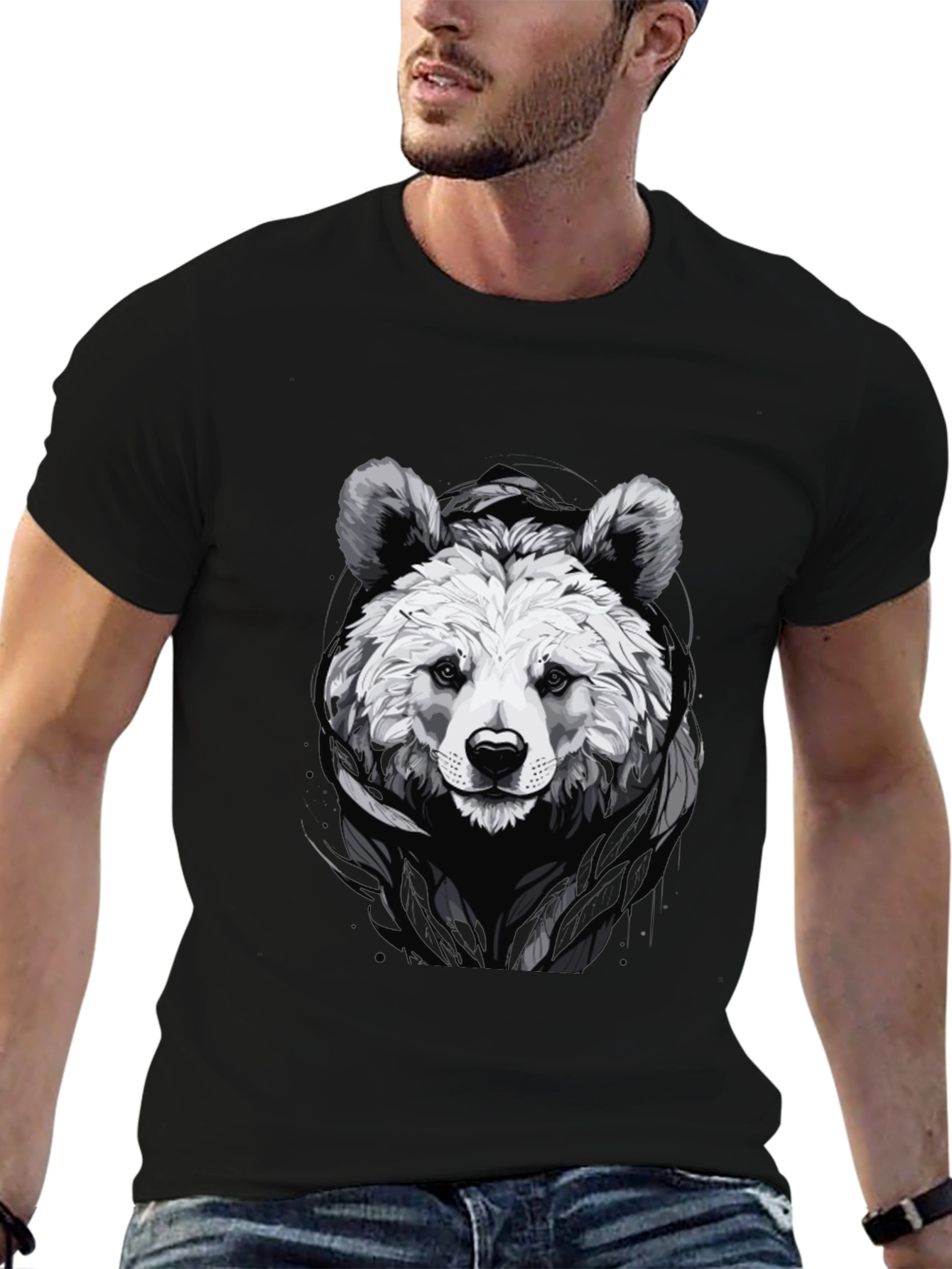 Cool Bear Graphic Tee - Black Cotton Blend