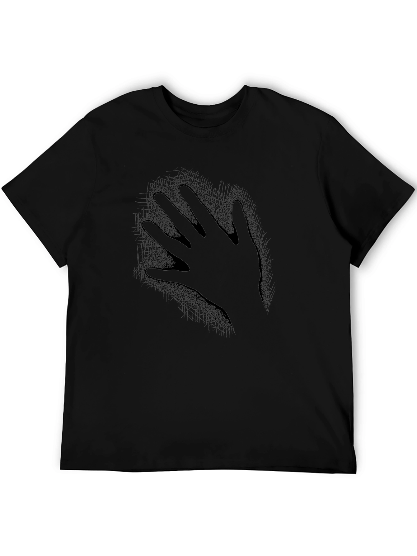 Hand Print Graphic Tee - Soft Black Cotton T-Shirt