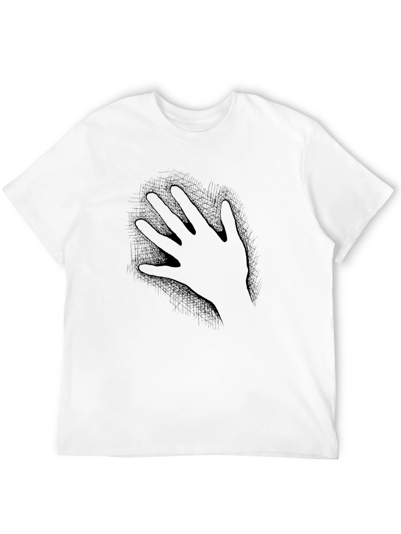 Hand Print Graphic Tee - Soft Black Cotton T-Shirt