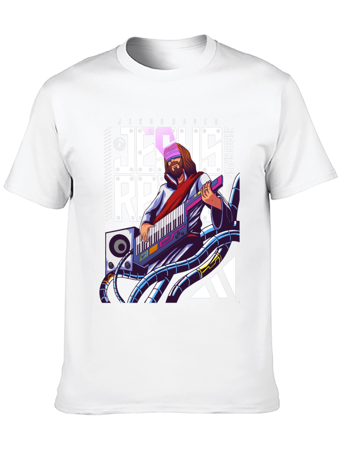 Jesus Raves Black Graphic T-Shirt - Electronic Music
