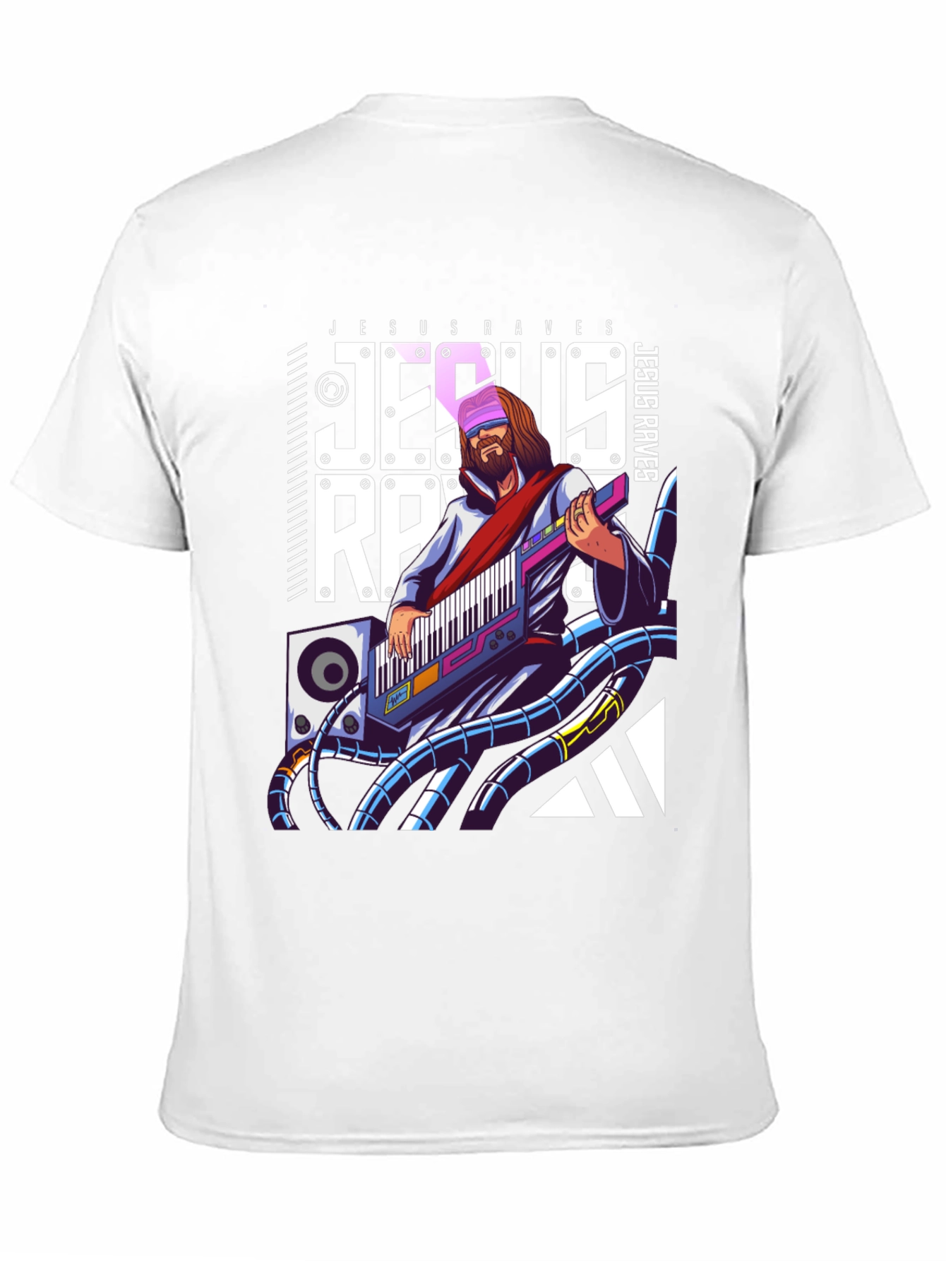 Jesus Raves Black Graphic T-Shirt - Electronic Music