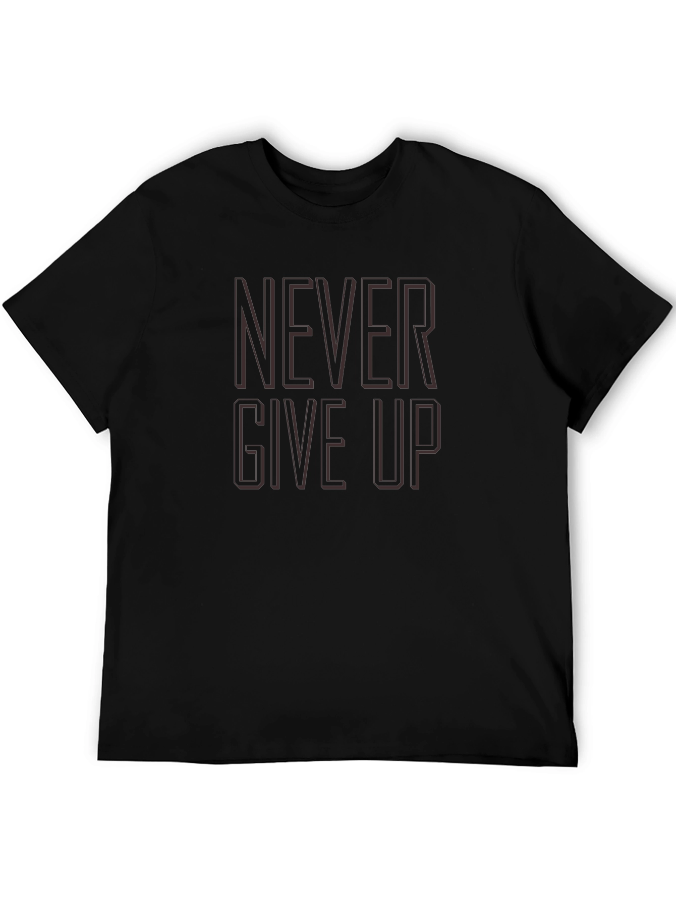 Never Give Up Graphic Tee - Black Casual Shirt