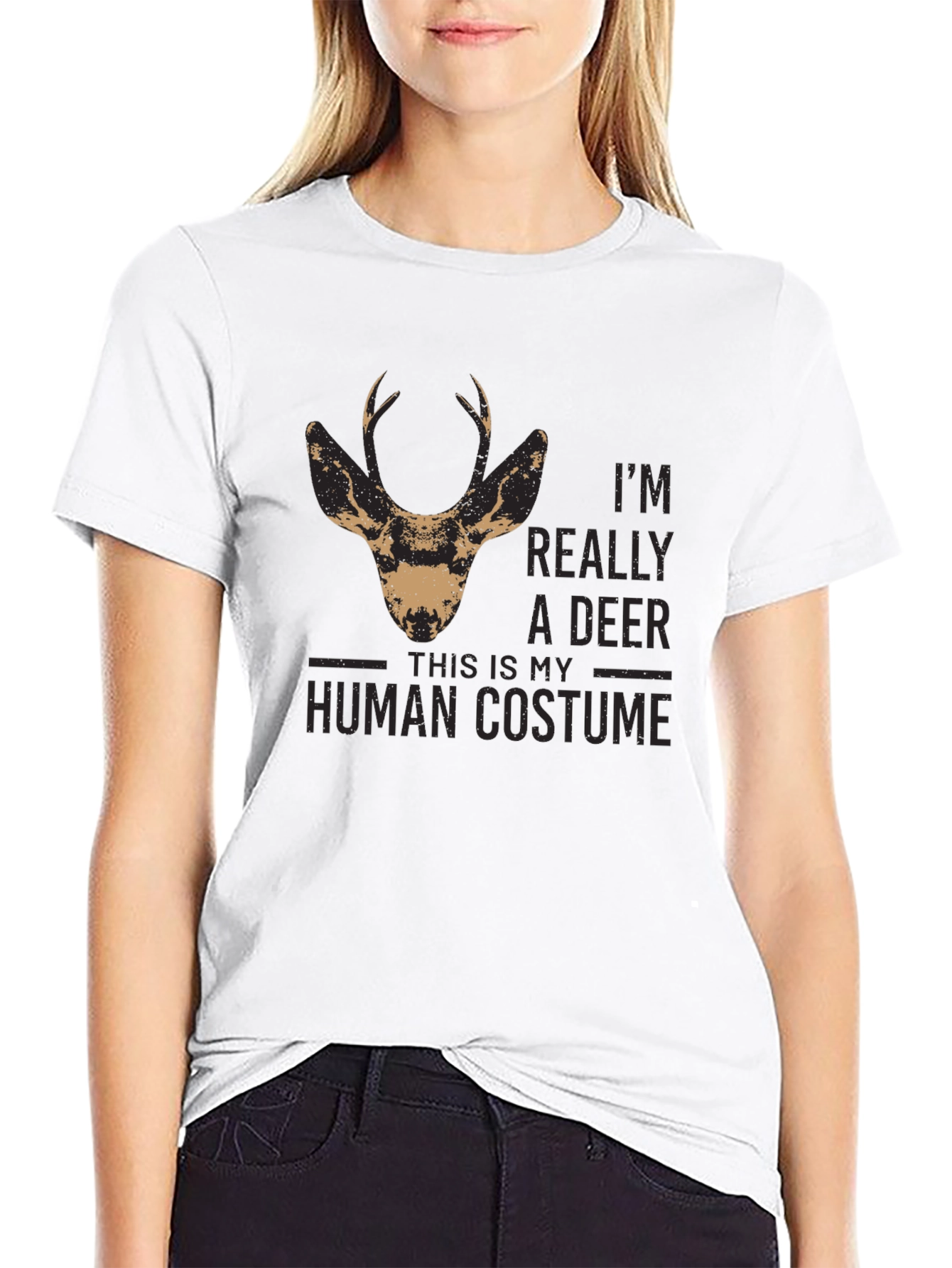 Funny Deer Human Costume T-Shirt - Unisex Black Tee
