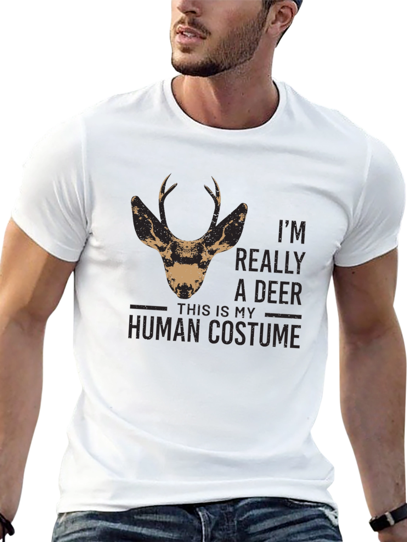 Funny Deer Human Costume T-Shirt - Unisex Black Tee