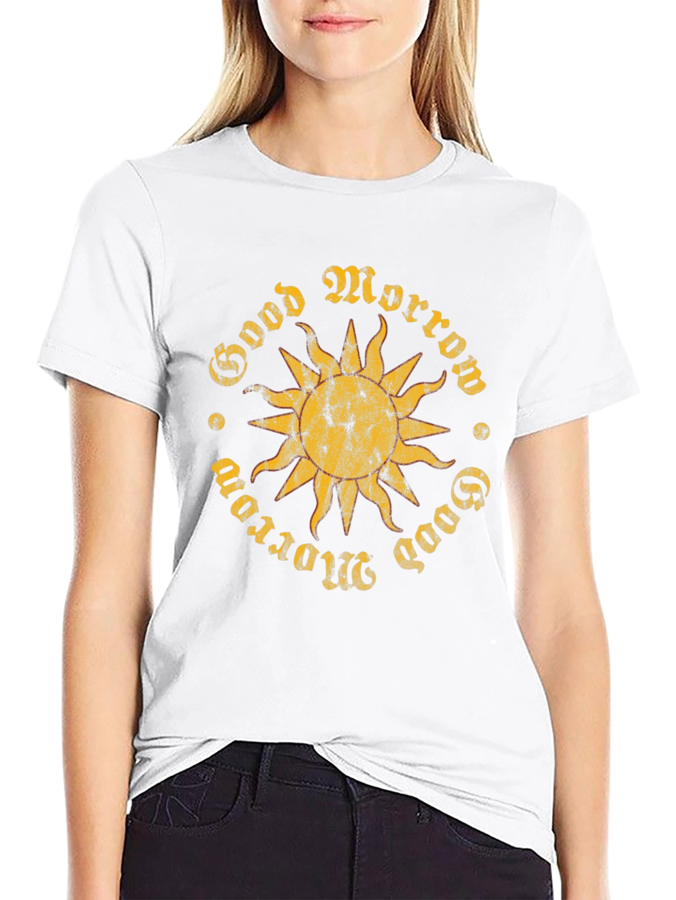 Good Morrow Sun Graphic Black T-Shirt