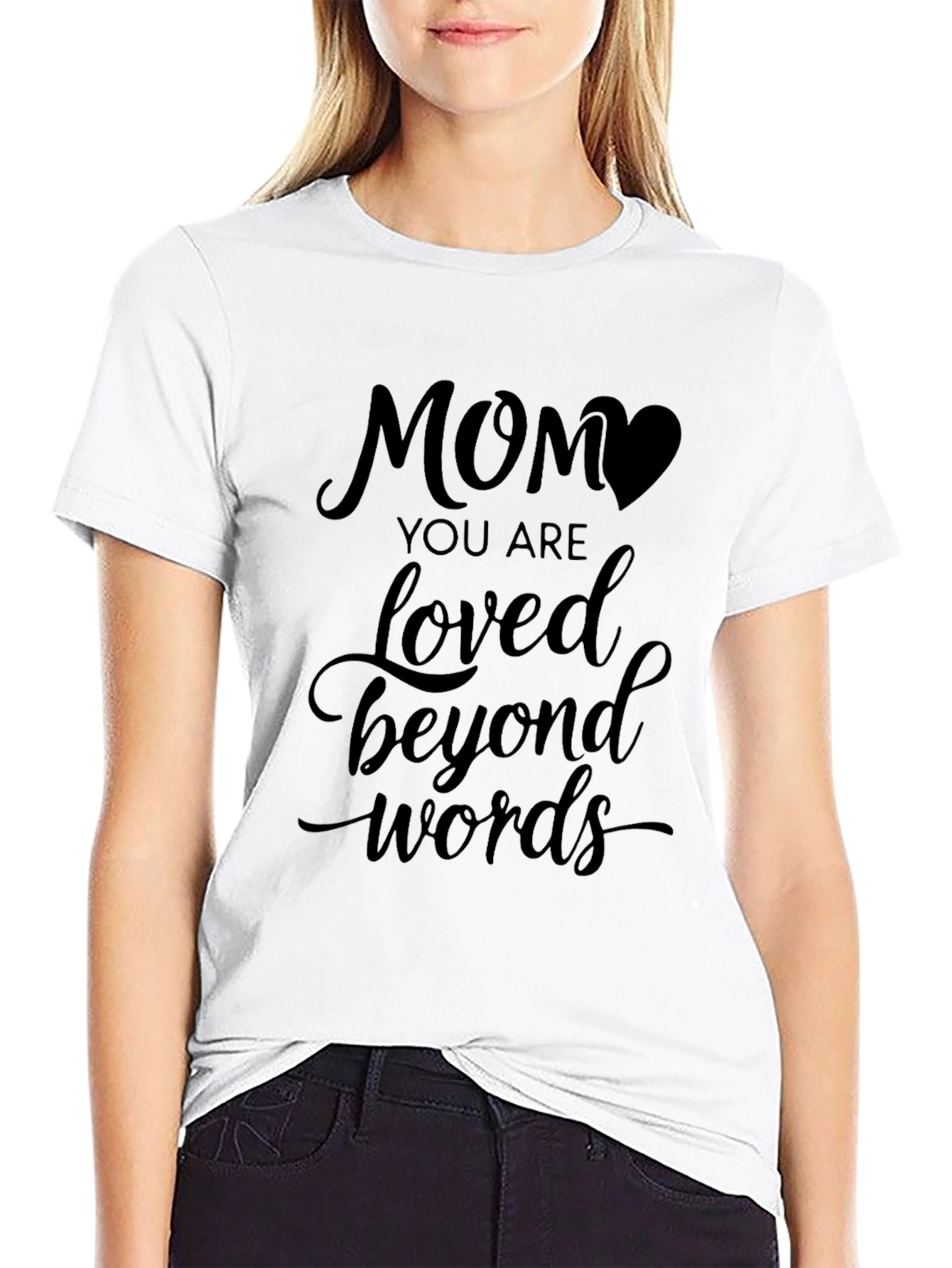 Mom Loved Beyond Words Black T-Shirt