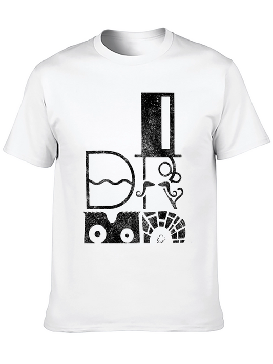 Steampunk Train T-Shirt - Graphic Tee - Mens Black Cotton Top