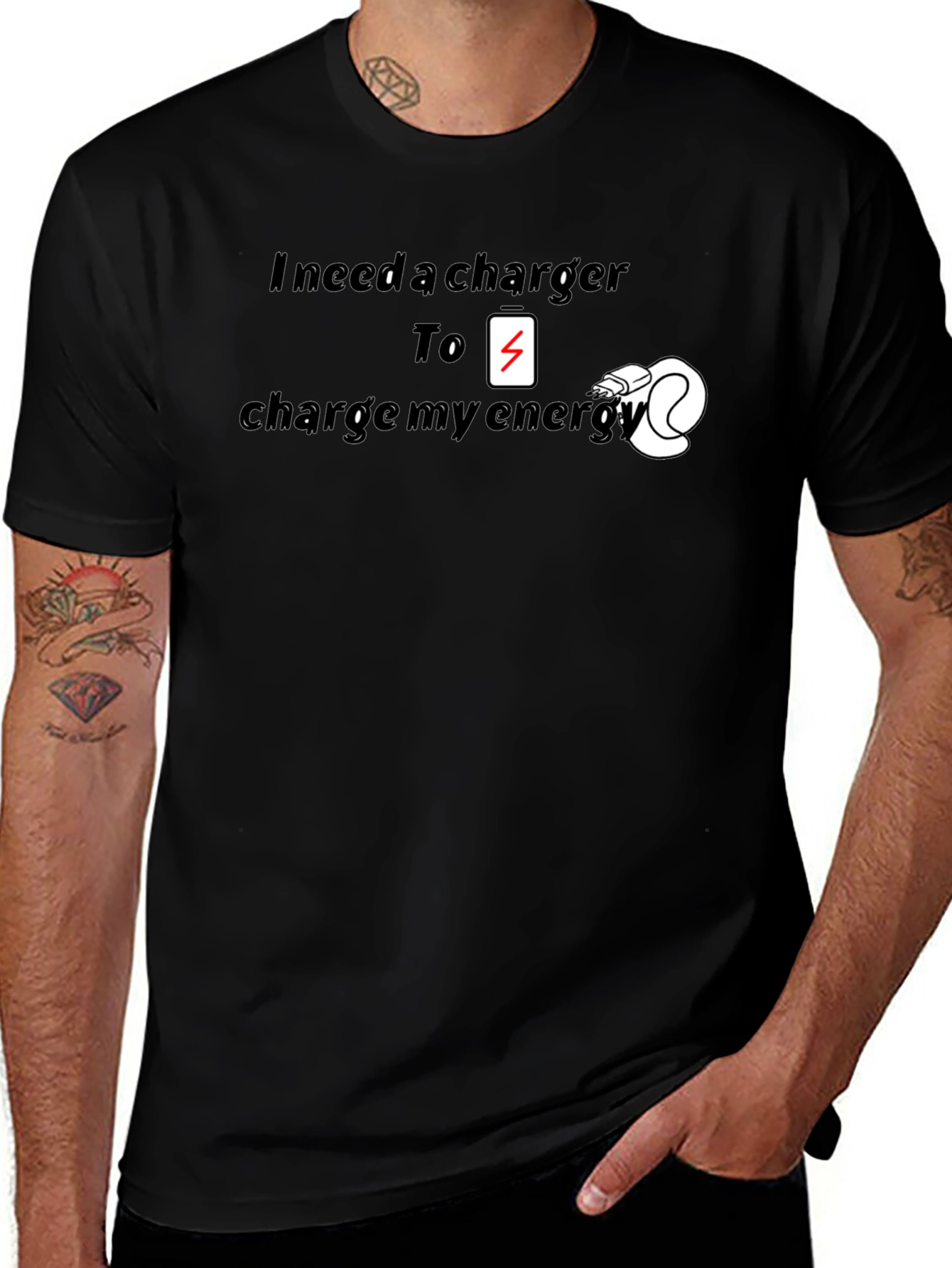 I Need a Charger T-Shirt - Energy Recharge Tee
